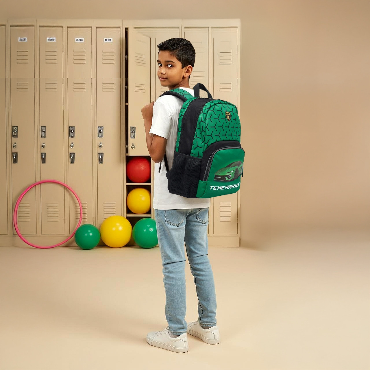Lamborghini Logo Print Backpack with Adjustable Straps and Zip Closure - 17 inches-school-bagsandbackpacks-backpacks-image-2