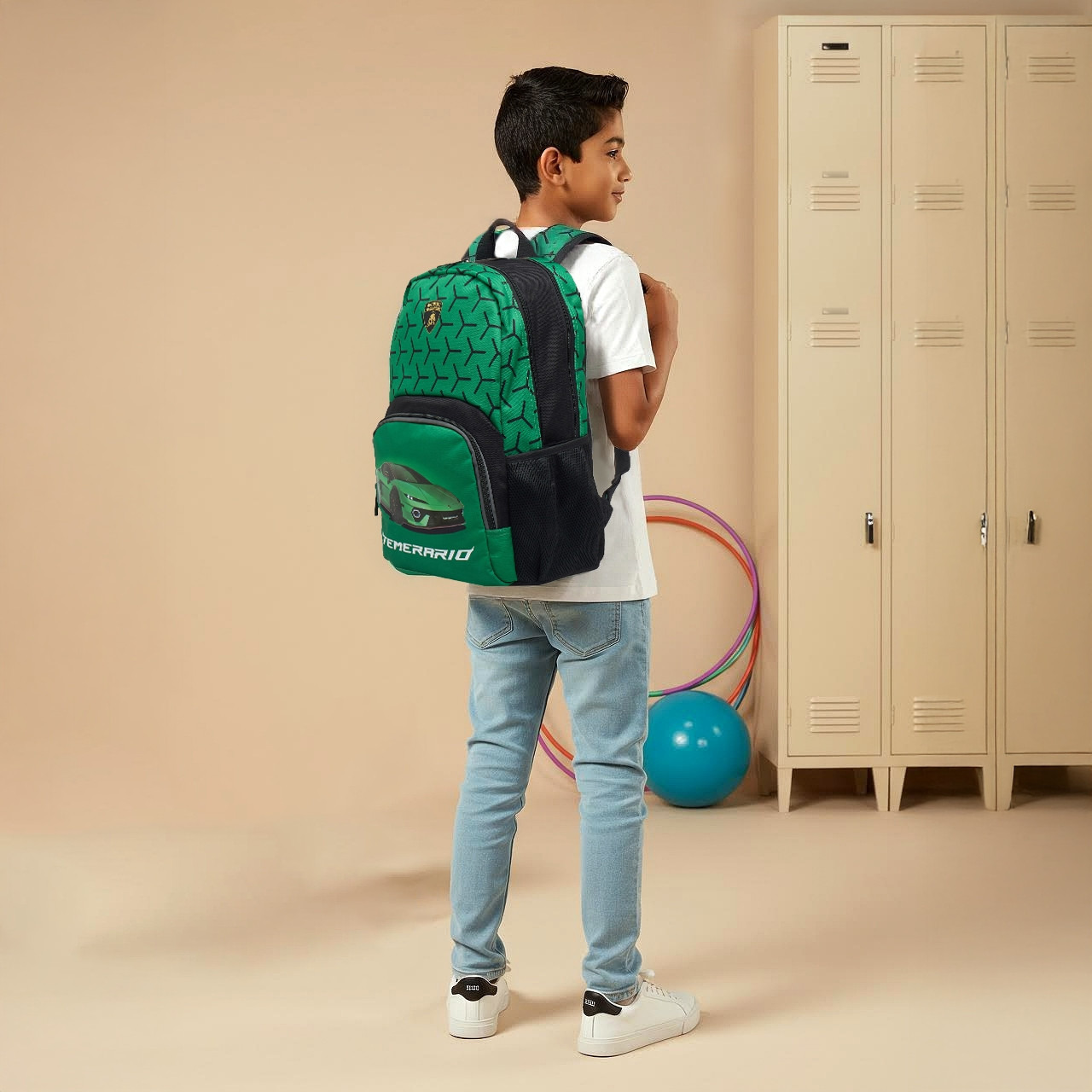 Lamborghini Logo Print Backpack with Adjustable Straps and Zip Closure - 17 inches-school-bagsandbackpacks-backpacks-image-3
