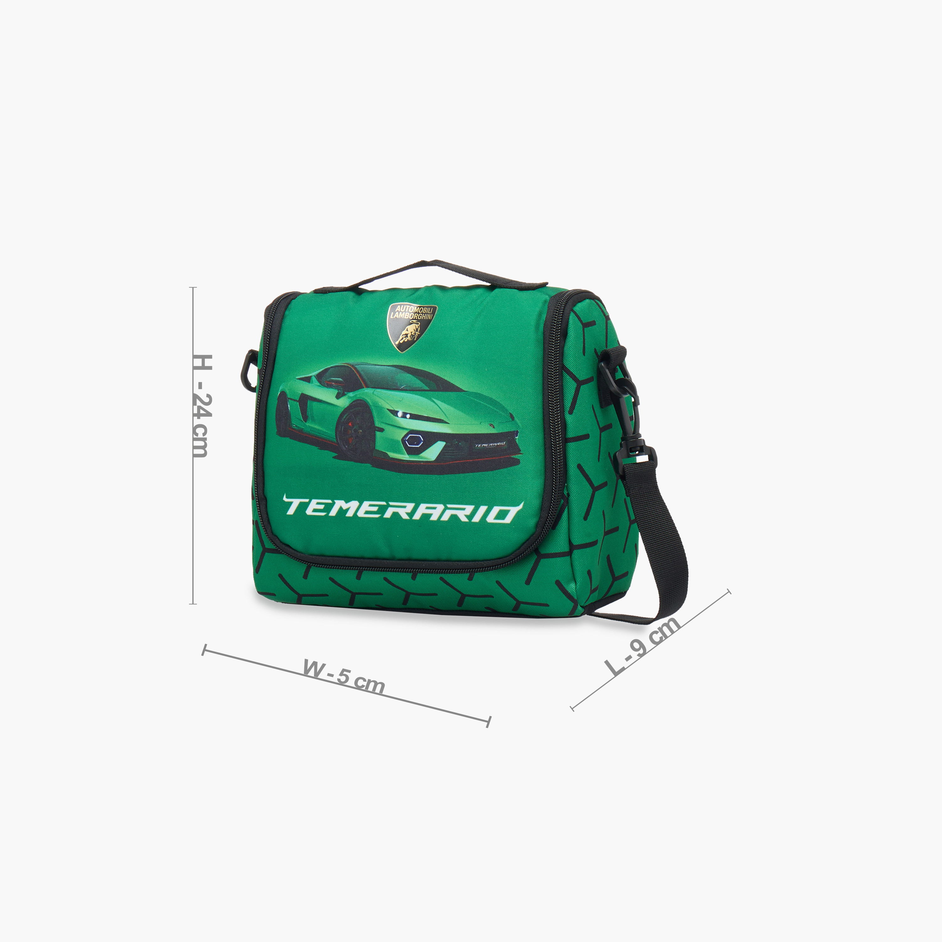 Lamborghini Graphic Print Lunch Bag with Detachable Strap and Zip Closure-school-lunchessentials-lunchbags-image-2