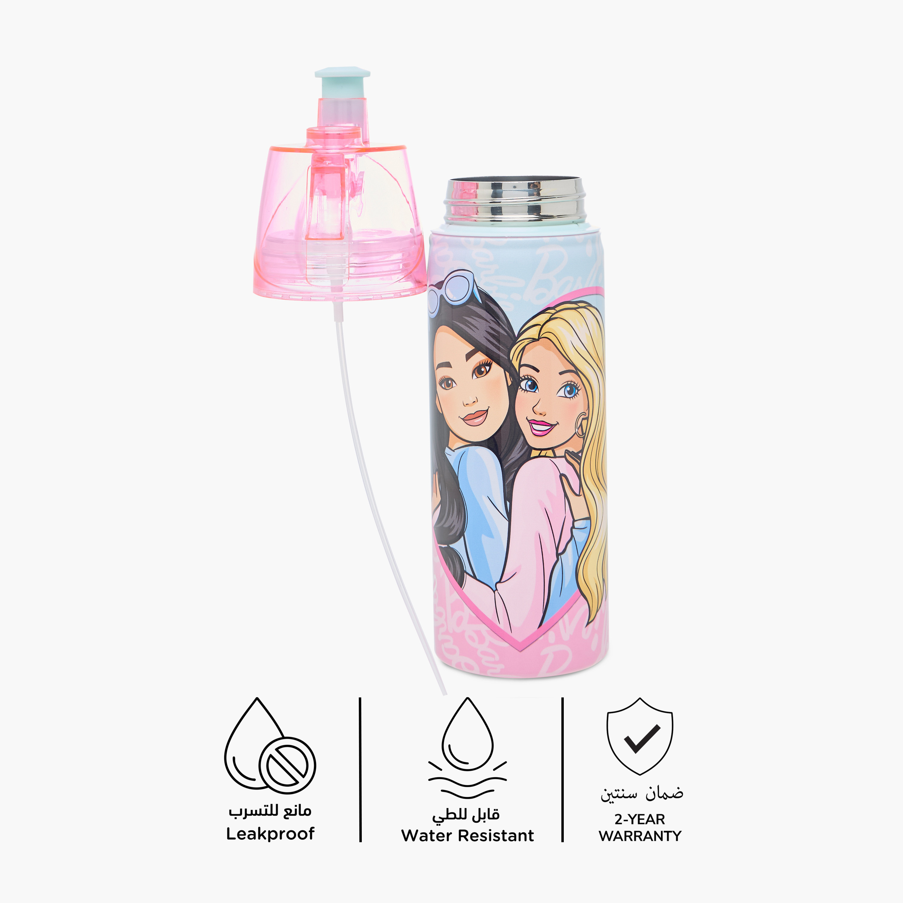 قارورة ماء ستانلس ستيل ببخاخ وتصميم باربي من ماتيل - 500 مل-school-waterbottles-image-2