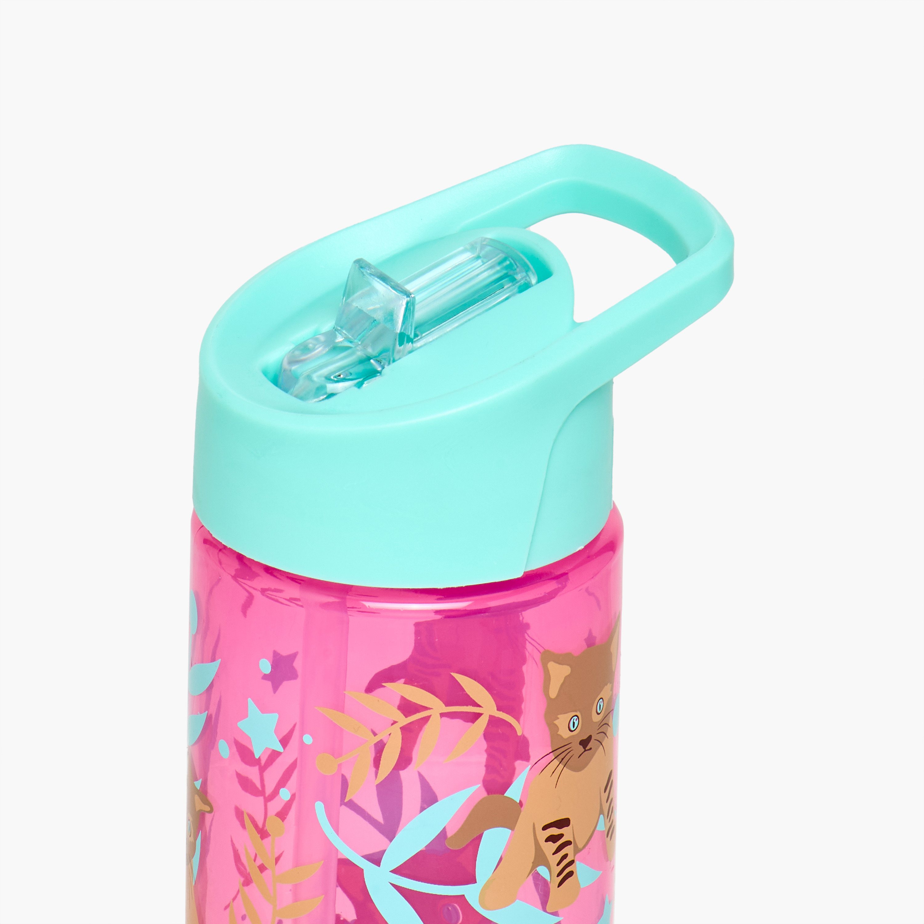 قارورة ماء بولي بروبيلين بقشّة وطبعات حيوانات من سماش - 450 مل-school-waterbottles-image-3