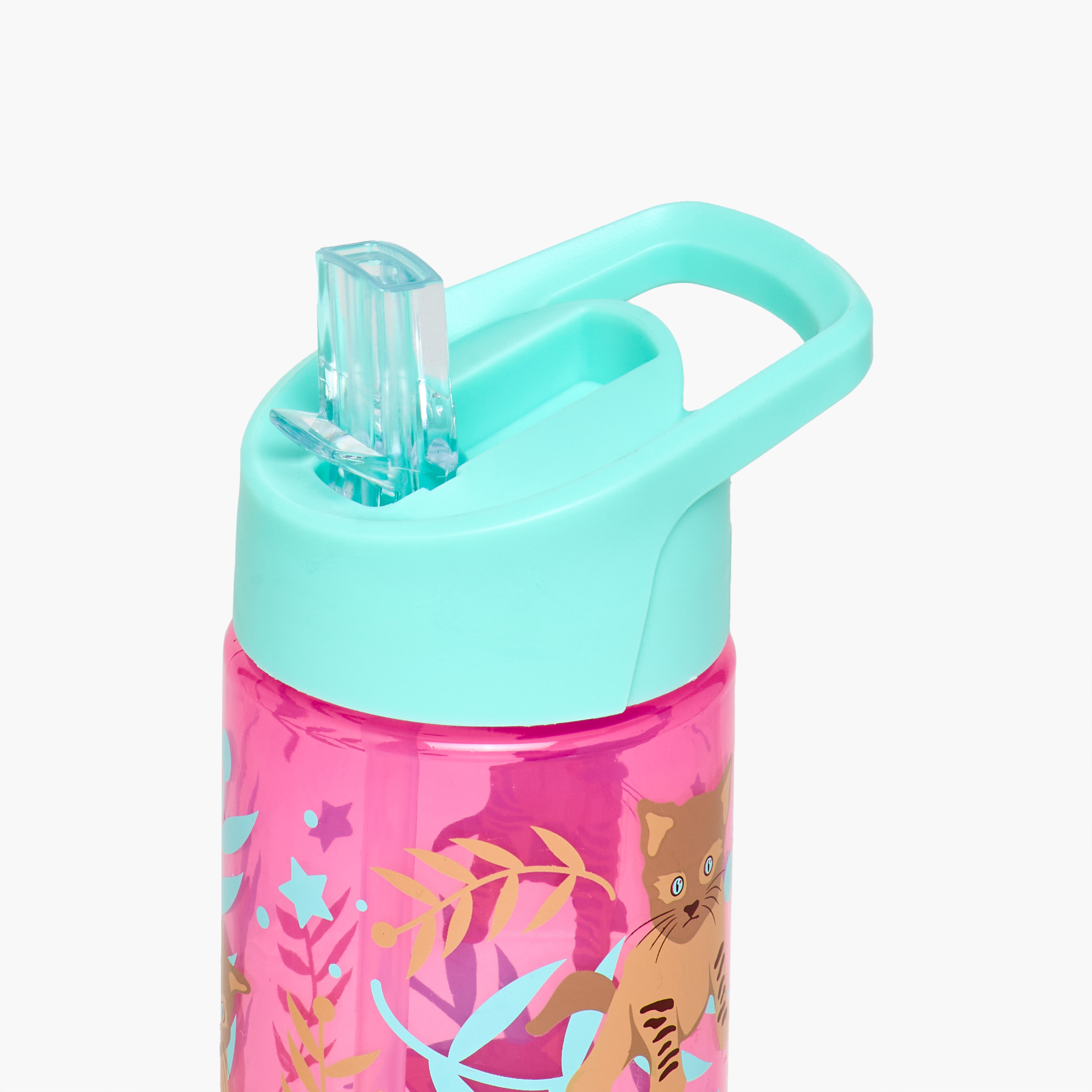 قارورة ماء بولي بروبيلين بقشّة وطبعات حيوانات من سماش - 450 مل-school-waterbottles-image-4