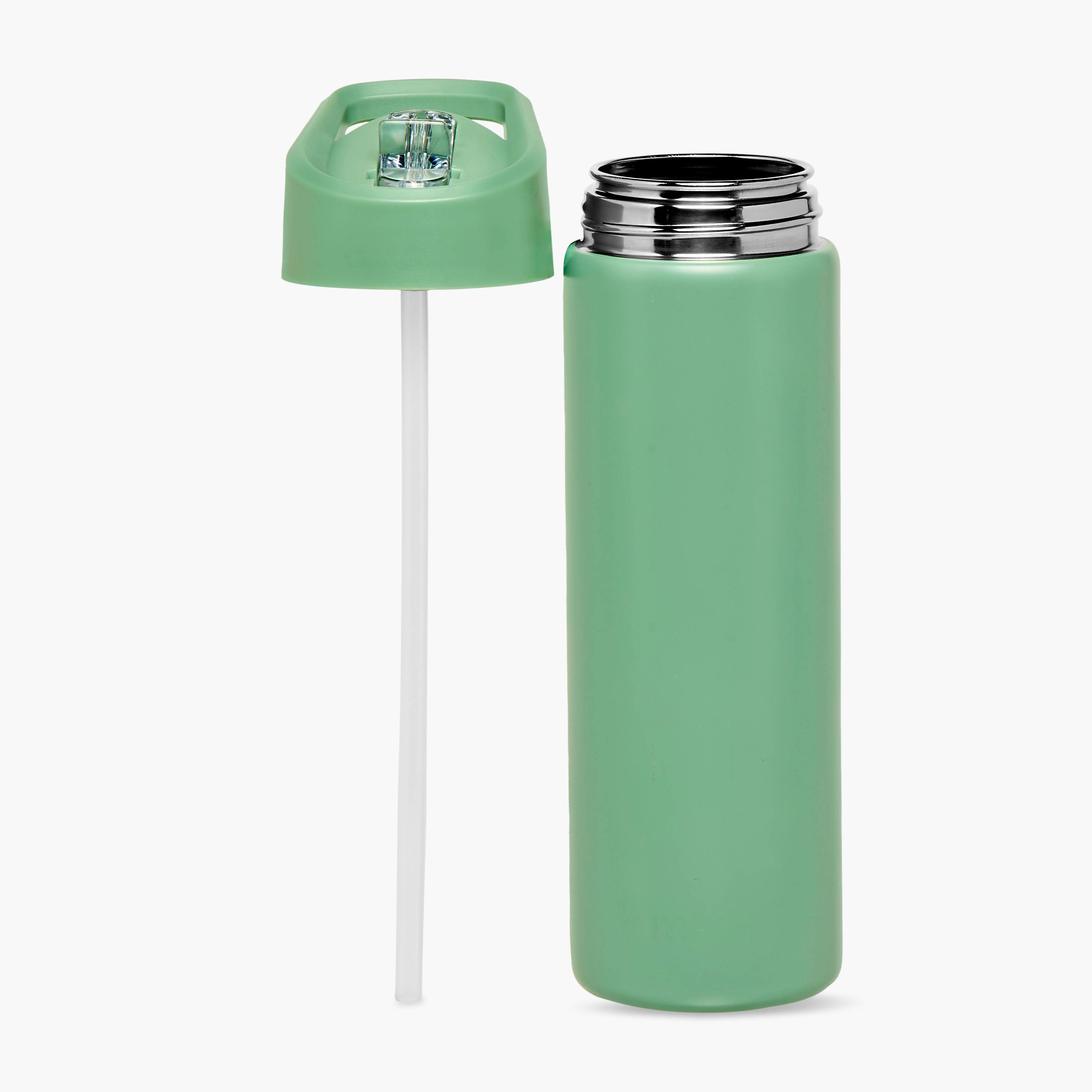 قارورة ماء ستانلس ستيل سادة بقشّة وغطاء مانع للتسريب من سماش - 750 مل-school-waterbottles-image-2