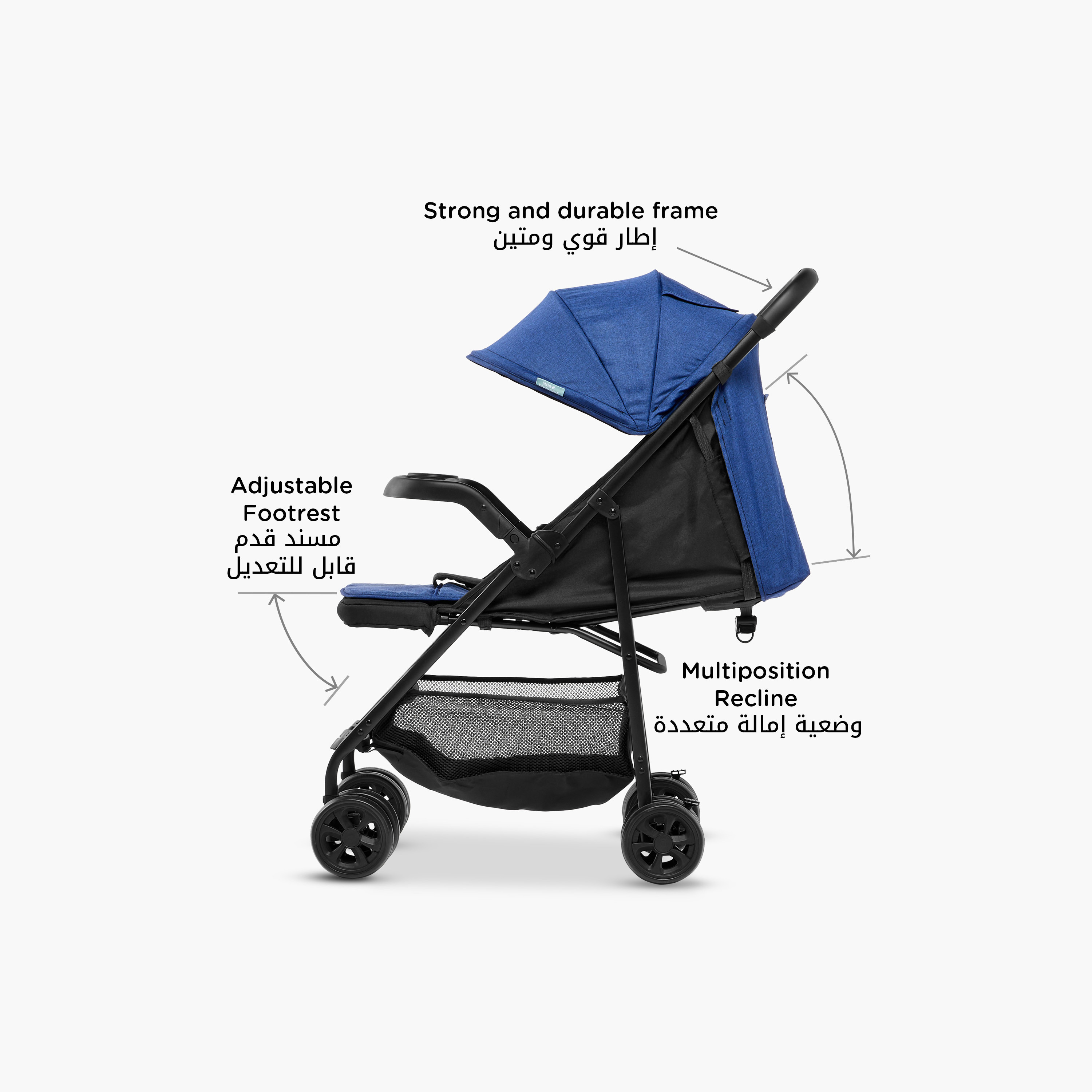 عربة أطفال ريف بنظام طي بلمسة واحدة وإطار فولاذ وقفل للعجلات من ليتل بلومرز-baby-gear-strollersandprams-strollers-image-4