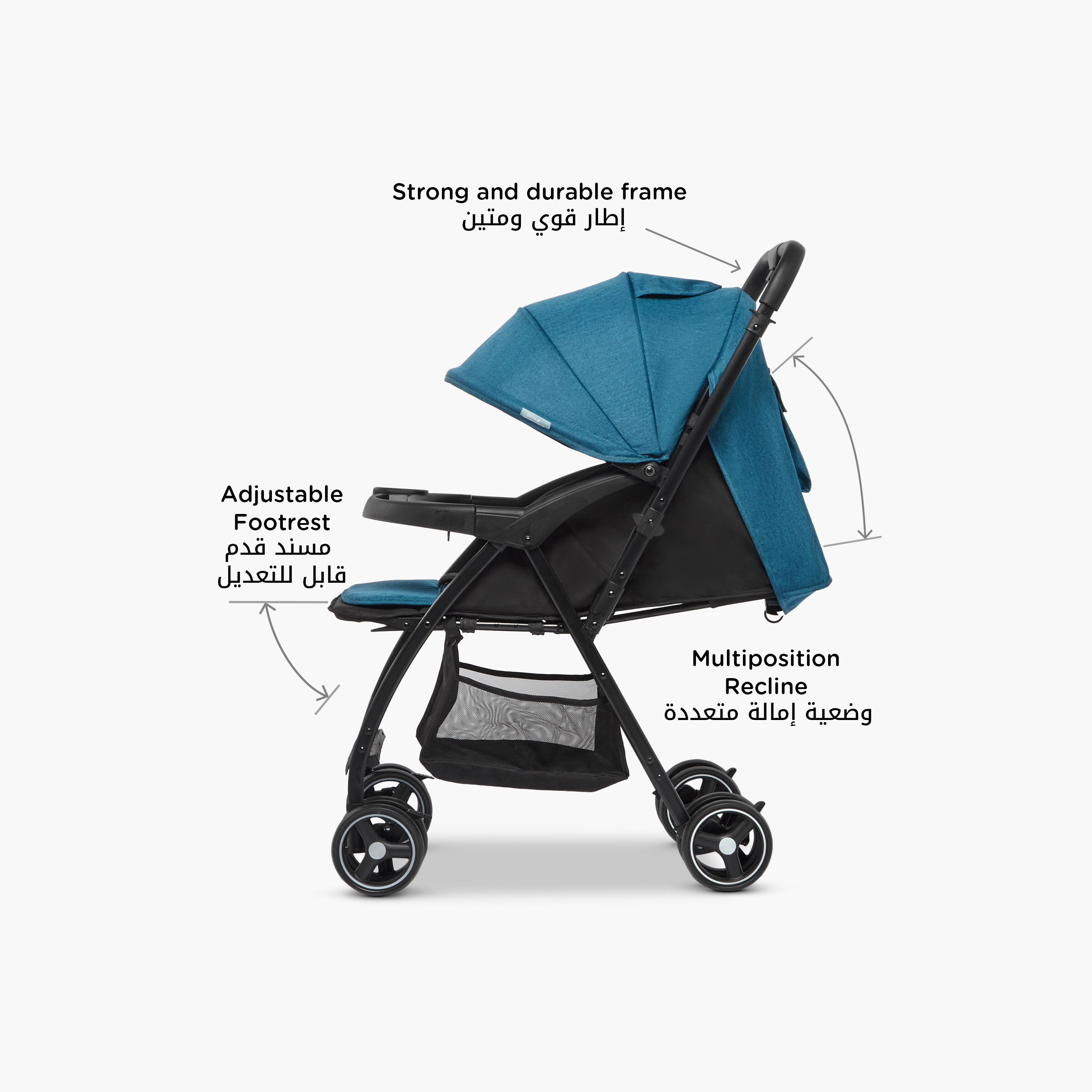 Little Bloomers Nola Stroller with One Touch Folding System, Steel Frame and Wheel Lock-baby-gear-strollersandprams-strollers-image-4