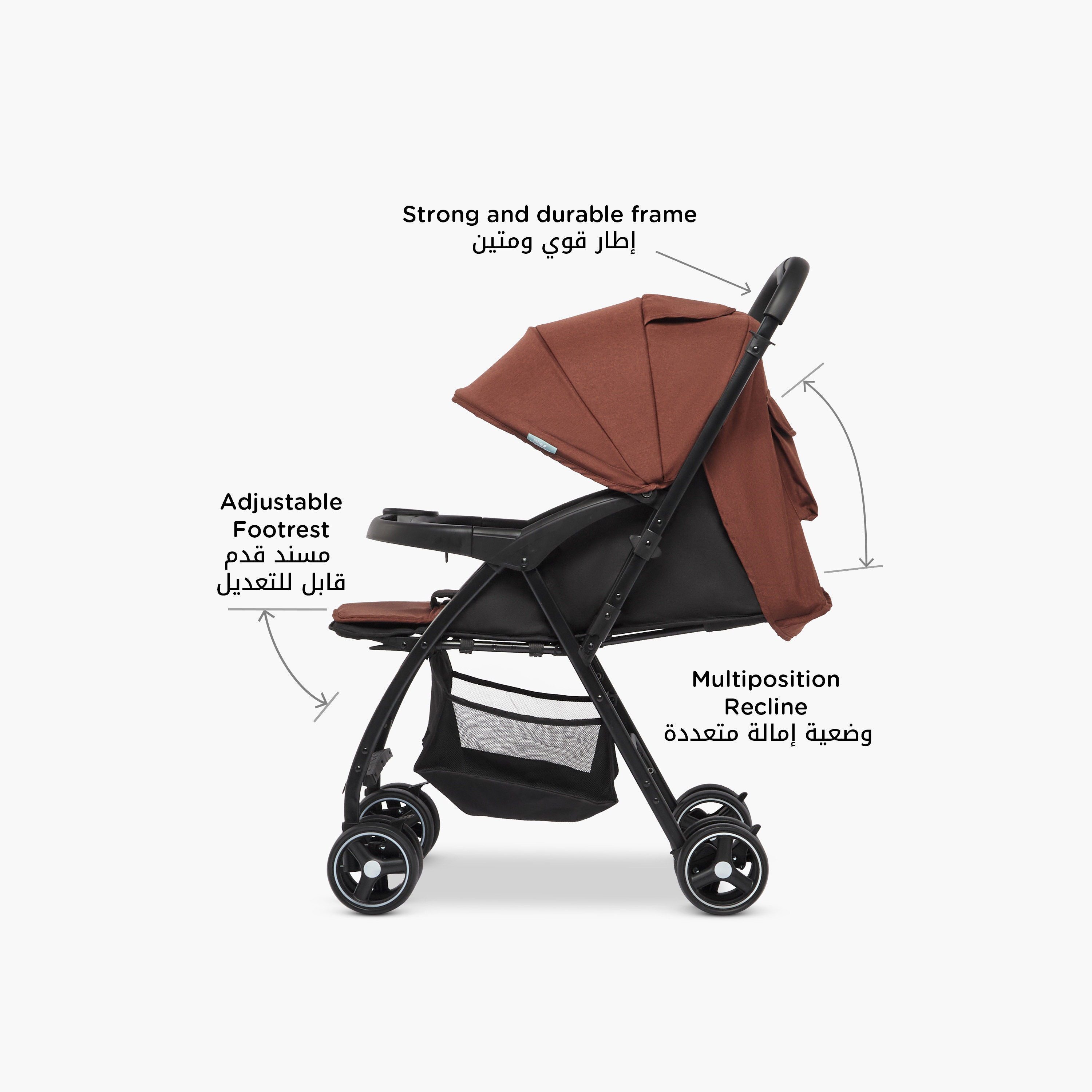 Little Bloomers Nola Stroller with One Touch Folding System, Steel Frame and Wheel Lock-baby-gear-strollersandprams-strollers-image-4
