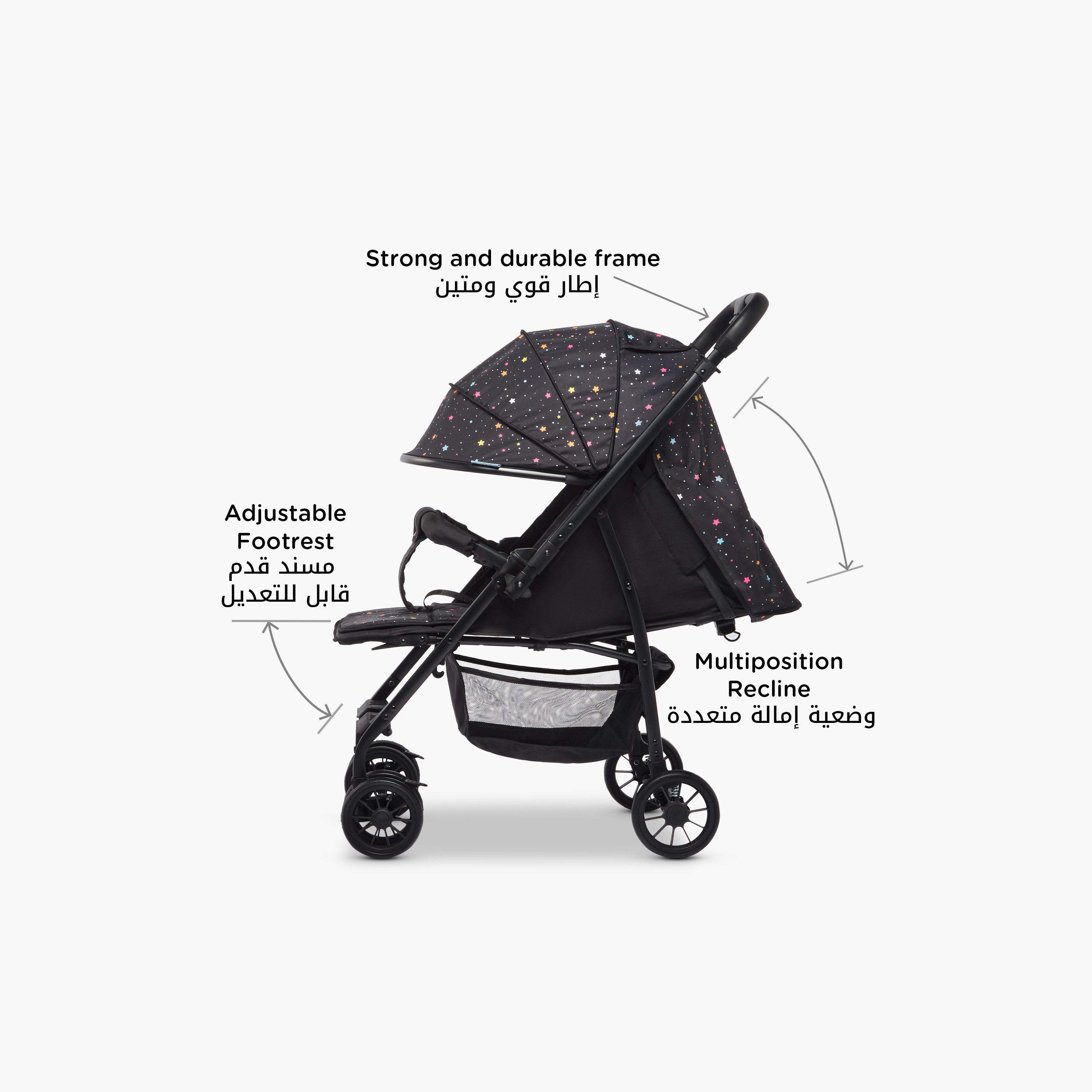 عربة أطفال بري بنظام طي بلمسة واحدة وإطار فولاذ وقفل للعجلات من ليتل بلومرز -baby-gear-strollersandprams-strollers-image-4