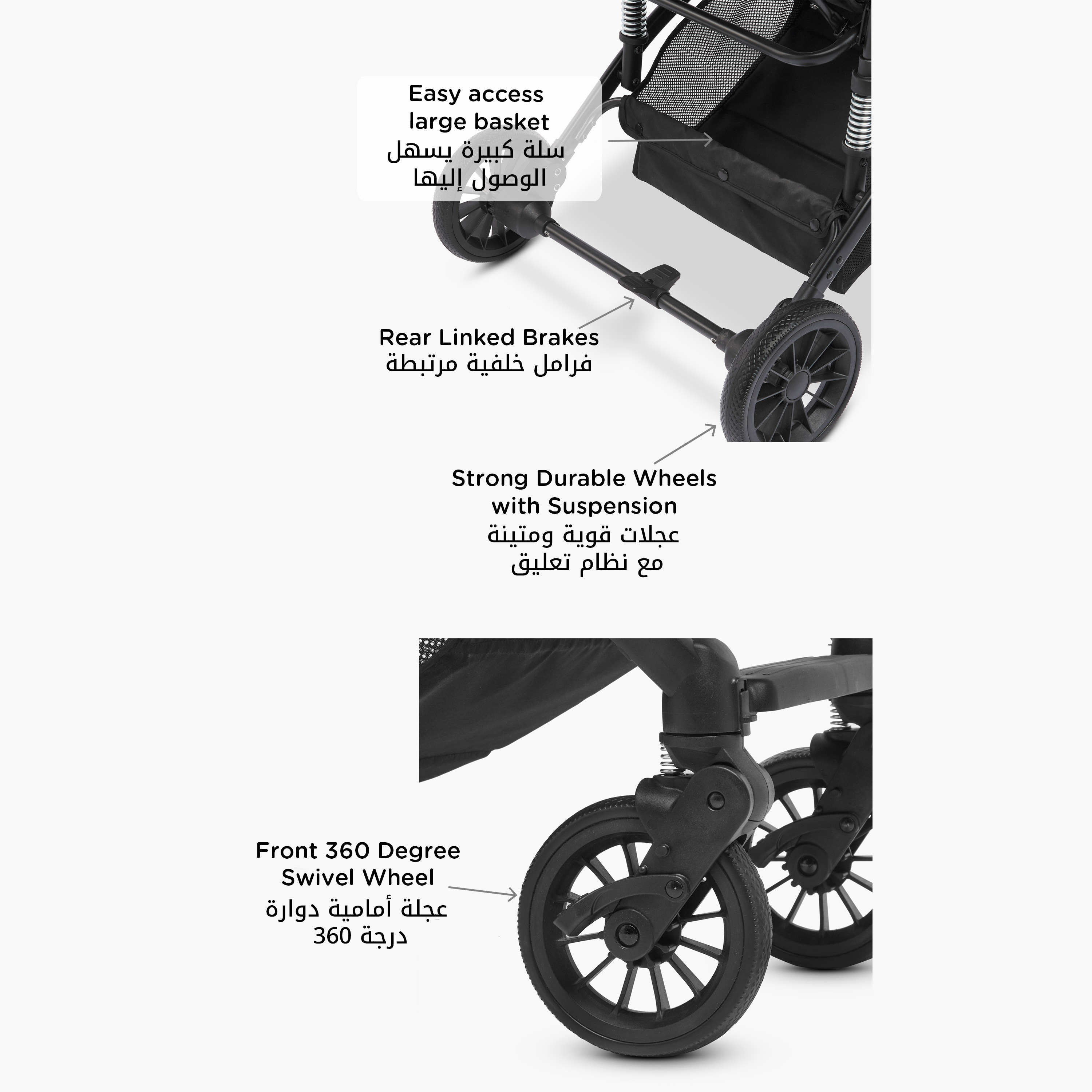Little Bloomers Adelaide Stroller with One Touch Folding System, Steel Frame and Wheel Lock-baby-gear-strollersandprams-strollers-image-9
