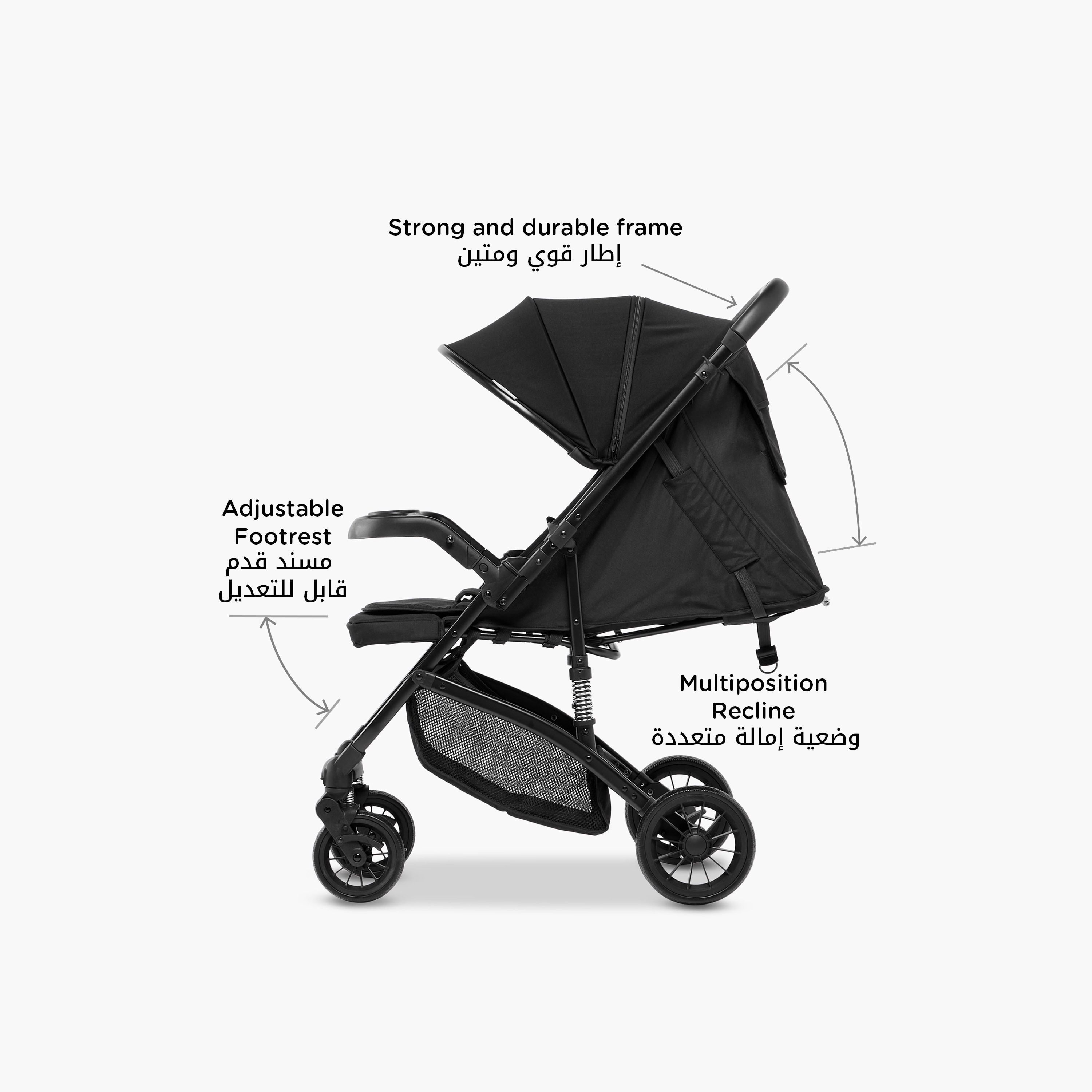 عربة أطفال أديلايد بنظام طي بلمسة واحدة وإطار فولاذ وقفل للعجلات من ليتل بلومرز-baby-gear-strollersandprams-strollers-image-4