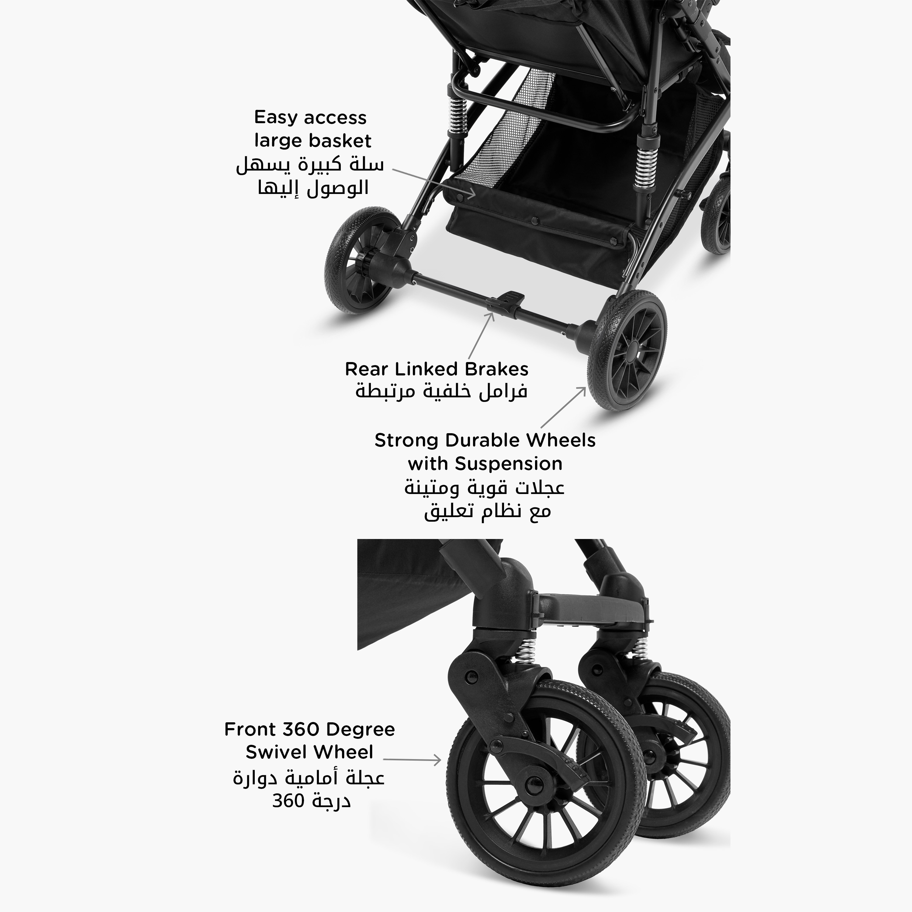 عربة أطفال أديلايد بنظام طي بلمسة واحدة وإطار فولاذ وقفل للعجلات من ليتل بلومرز-baby-gear-strollersandprams-strollers-image-9