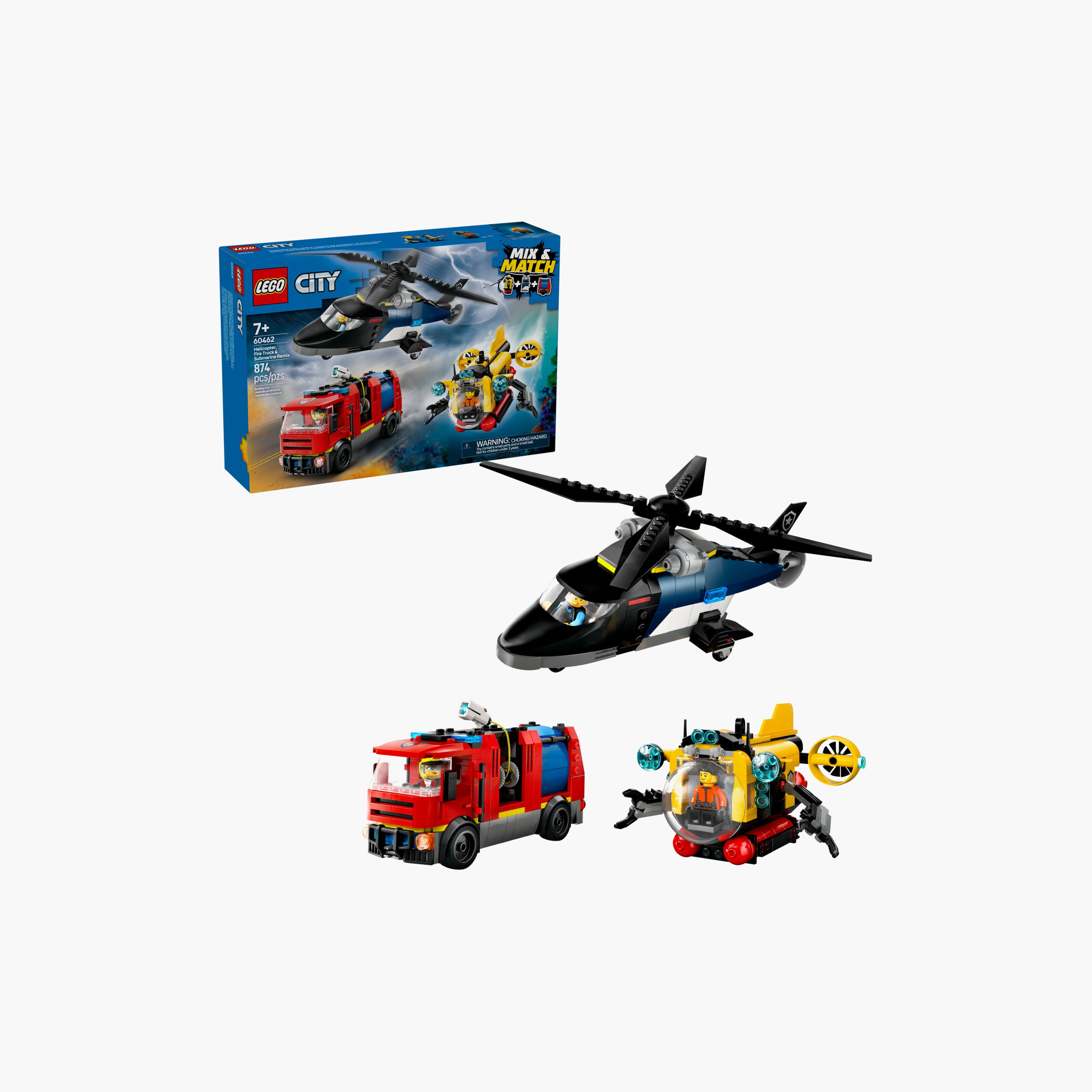 LEGO® City Helicopter, Fire Engine & Submarine Remix Toy Building Set 60462-toys-buildingblocks-blocks-image-1