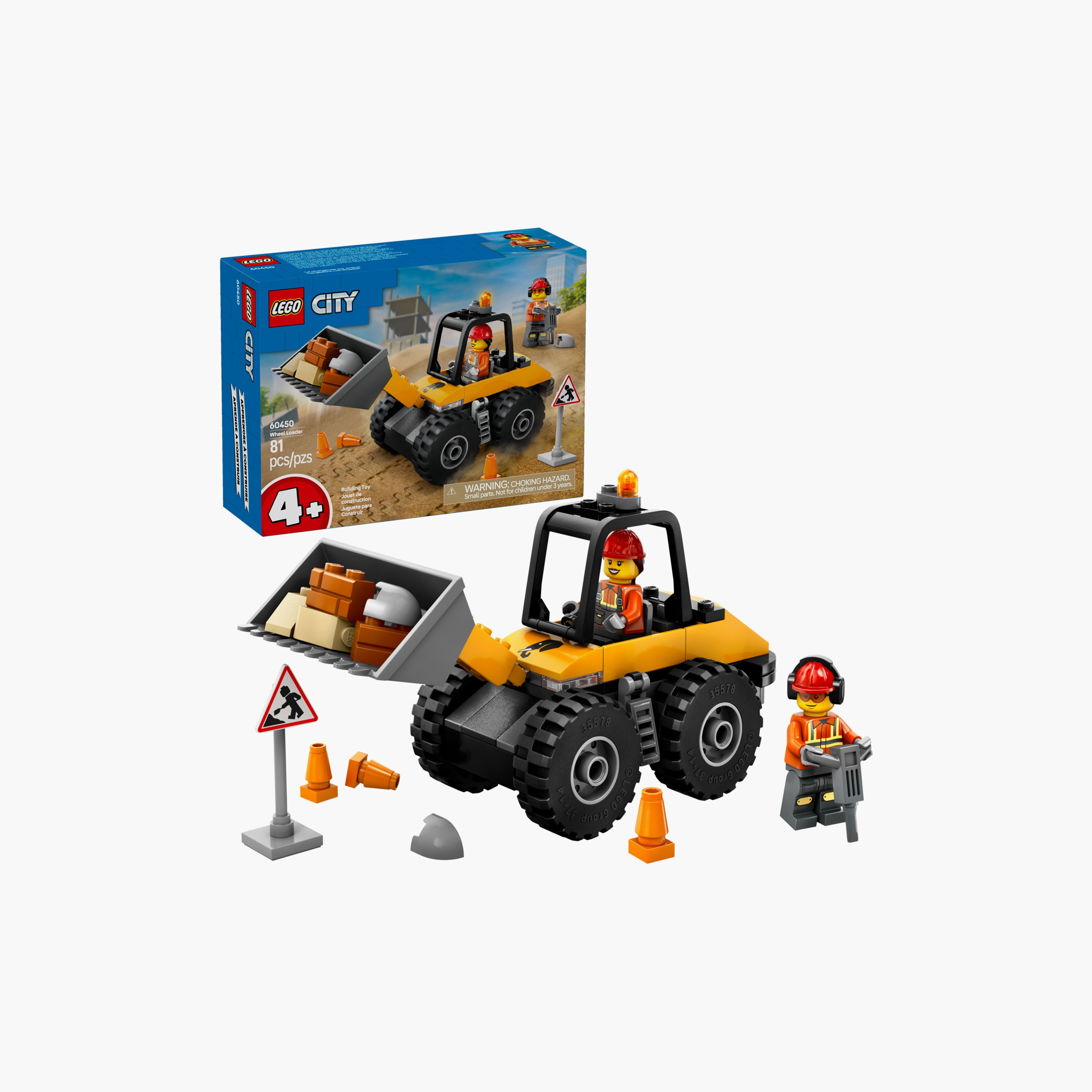 LEGO® City Yellow Construction Wheel Loader Buildable Vehicle Set 60450-toys-buildingblocks-blocks-image-1