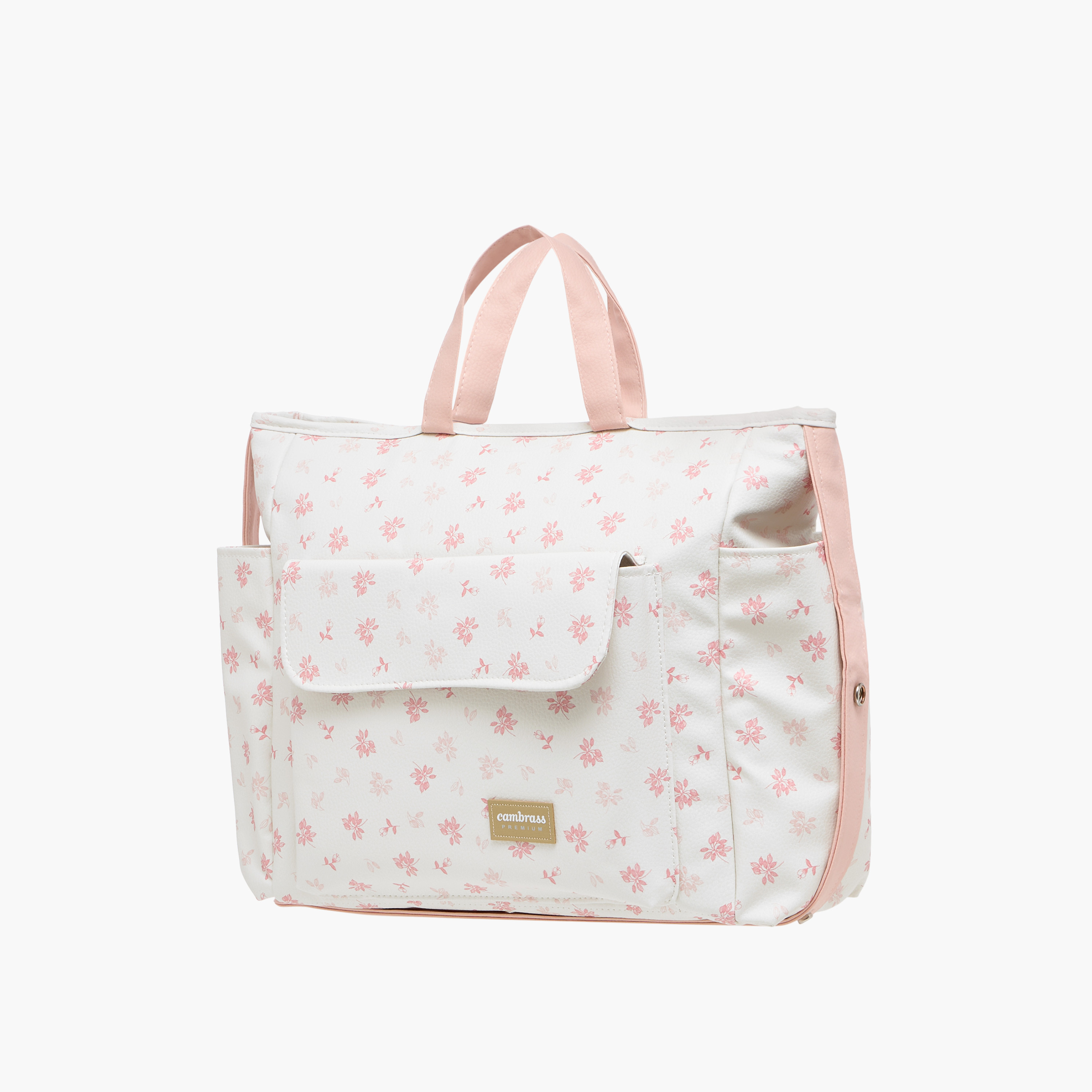 Cambrass Floral Print Diaper Bag with Zip Closure-baby-diapering-diaperbags-image-1