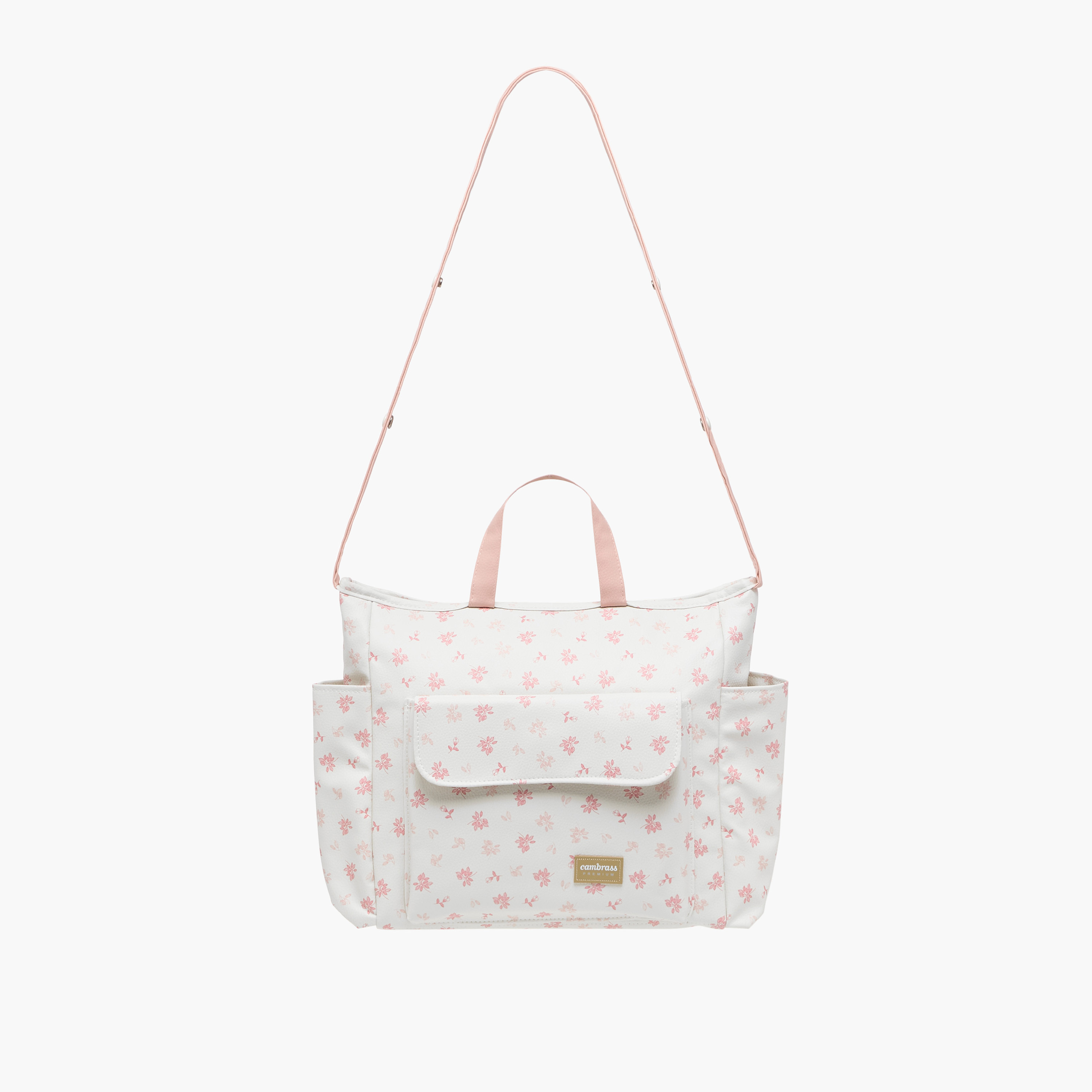 Cambrass Floral Print Diaper Bag with Zip Closure-baby-diapering-diaperbags-image-2