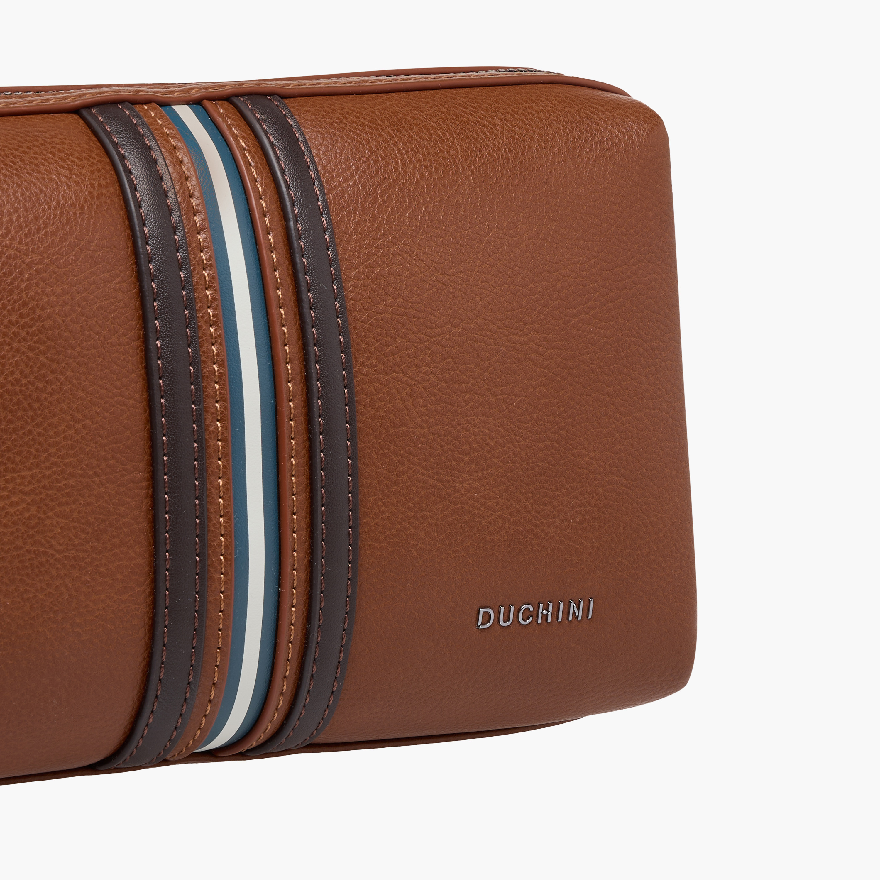 Duchini Striped Pouch with Zip Closure-men-bags-image-5