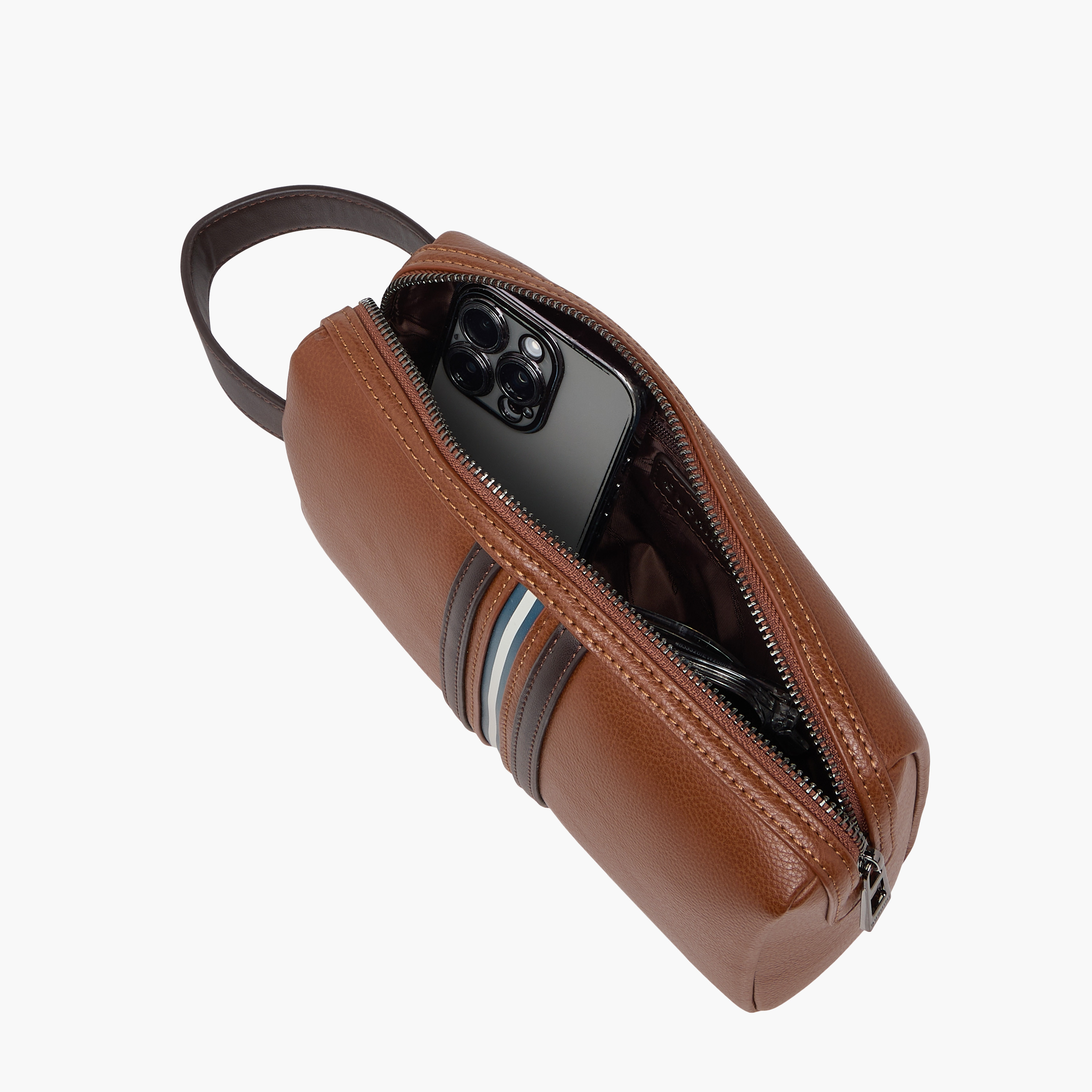 Duchini Striped Pouch with Zip Closure-men-bags-image-7