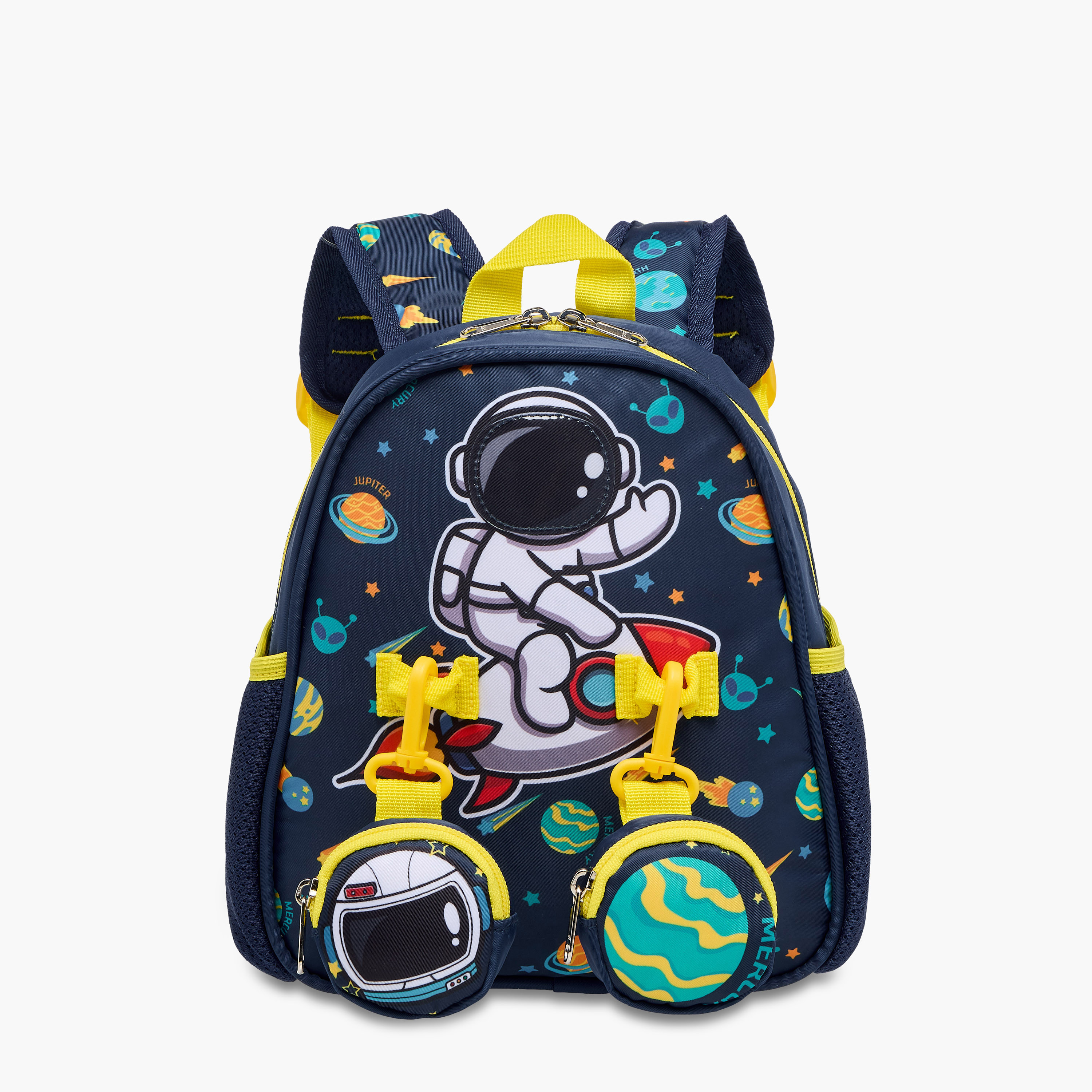 Supercute Astronaut Print Backpack with Shoulder Straps and Detachable Pouches - 26x10x28 cms-promo_LS20_OMN-image-1