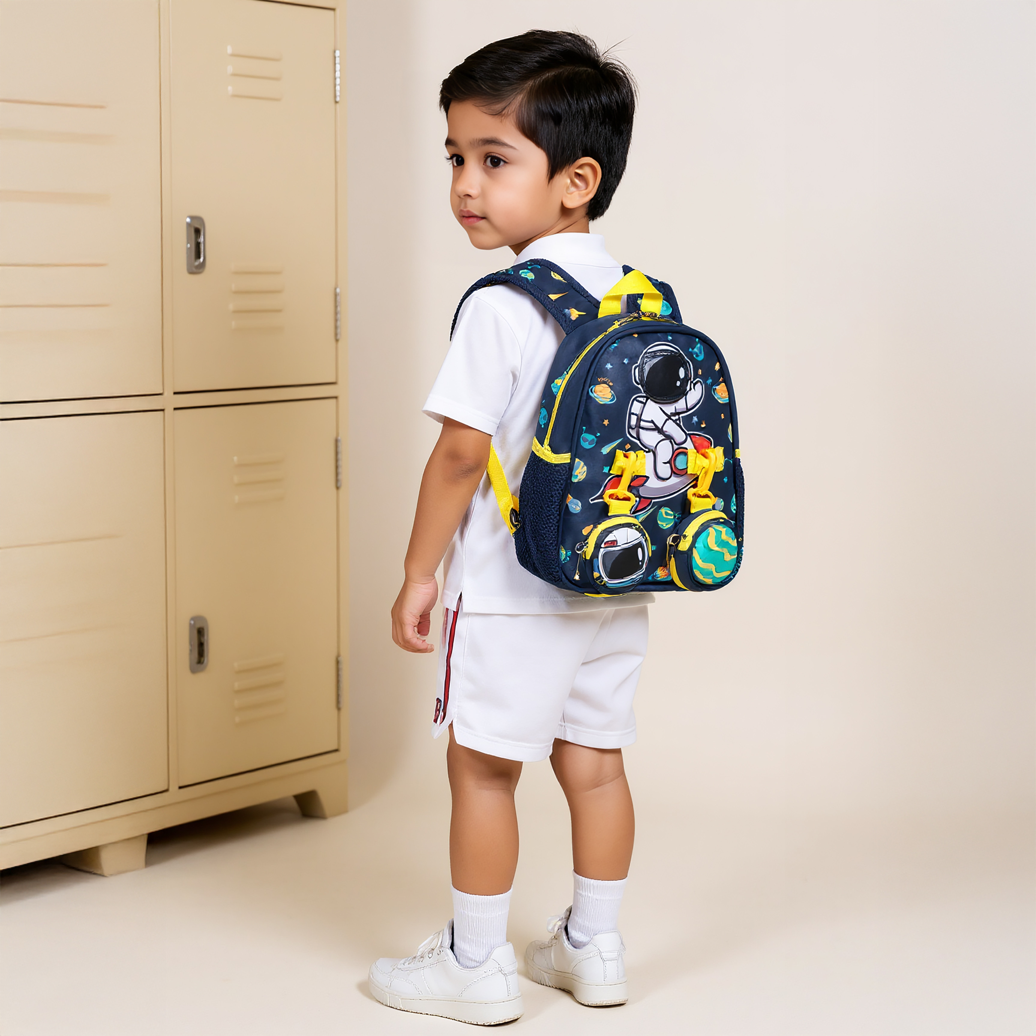Supercute Astronaut Print Backpack with Shoulder Straps and Detachable Pouches - 26x10x28 cms-promo_LS20_OMN-image-2