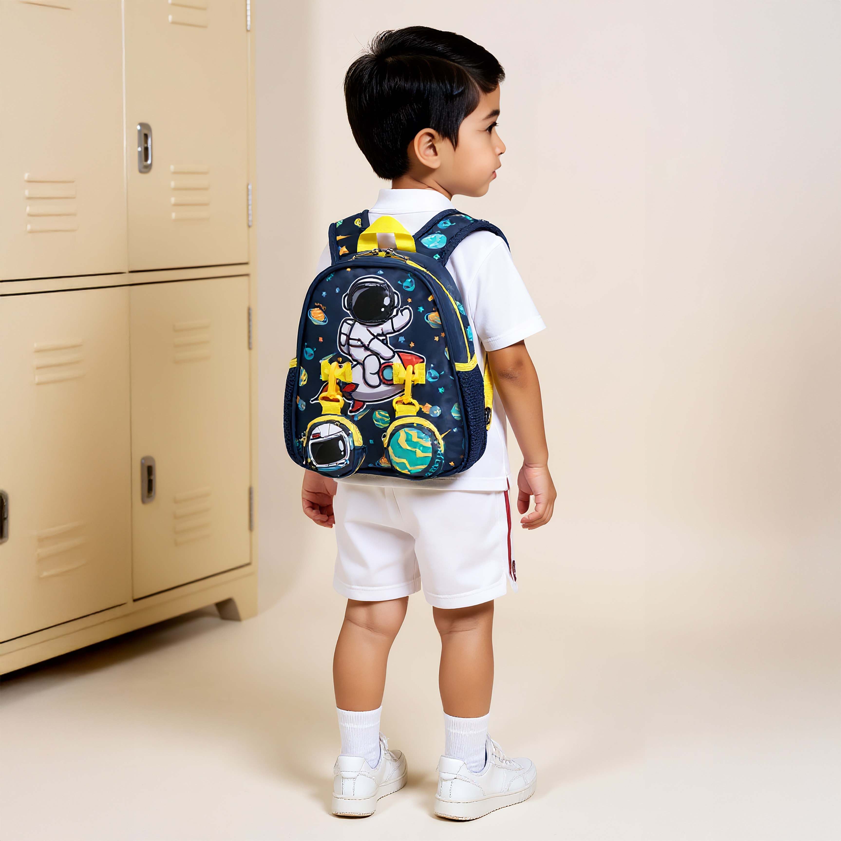 Supercute Astronaut Print Backpack with Shoulder Straps and Detachable Pouches - 26x10x28 cms-promo_LS20_OMN-image-3