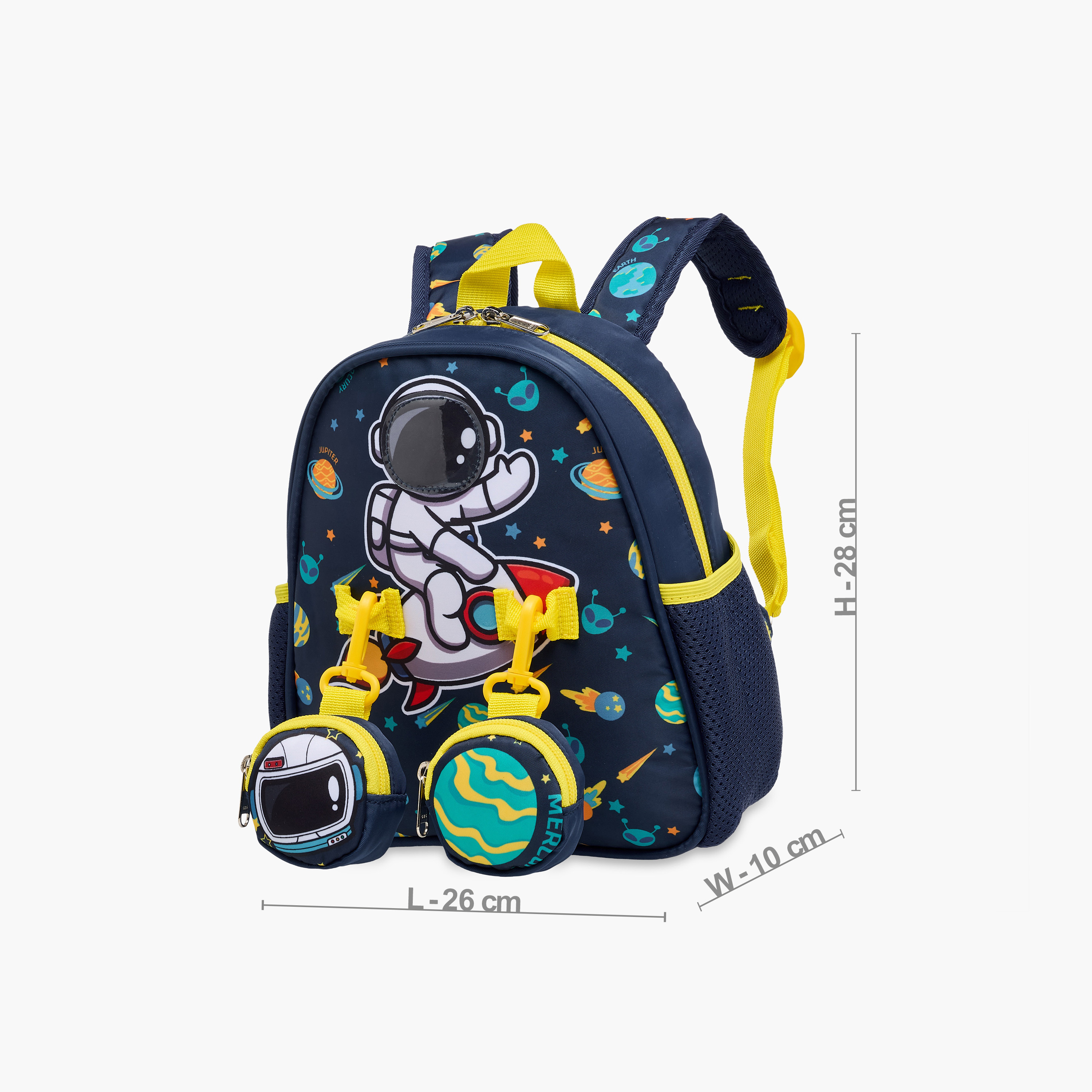 Supercute Astronaut Print Backpack with Shoulder Straps and Detachable Pouches - 26x10x28 cms-promo_LS20_OMN-image-4