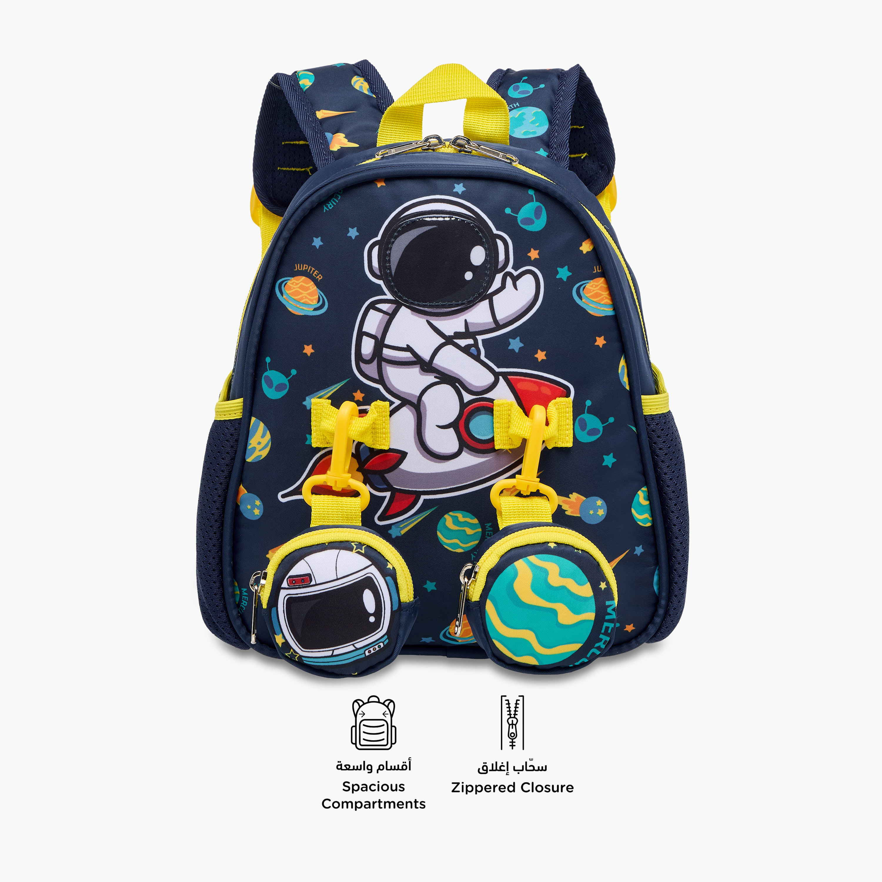 Supercute Astronaut Print Backpack with Shoulder Straps and Detachable Pouches - 26x10x28 cms-promo_LS20_OMN-image-6