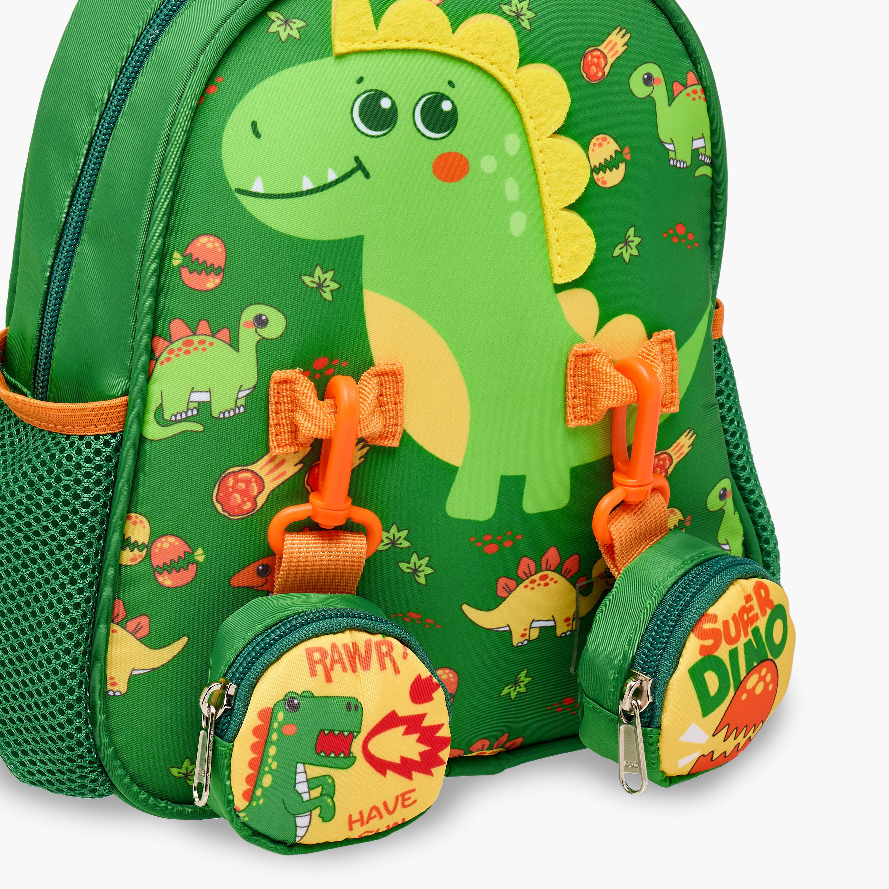 Supercute Dinosaur Print Backpack with Shoulder Straps and Detachable Pouches - 26x10x28 cms-school-bagsandbackpacks-backpacks-image-7