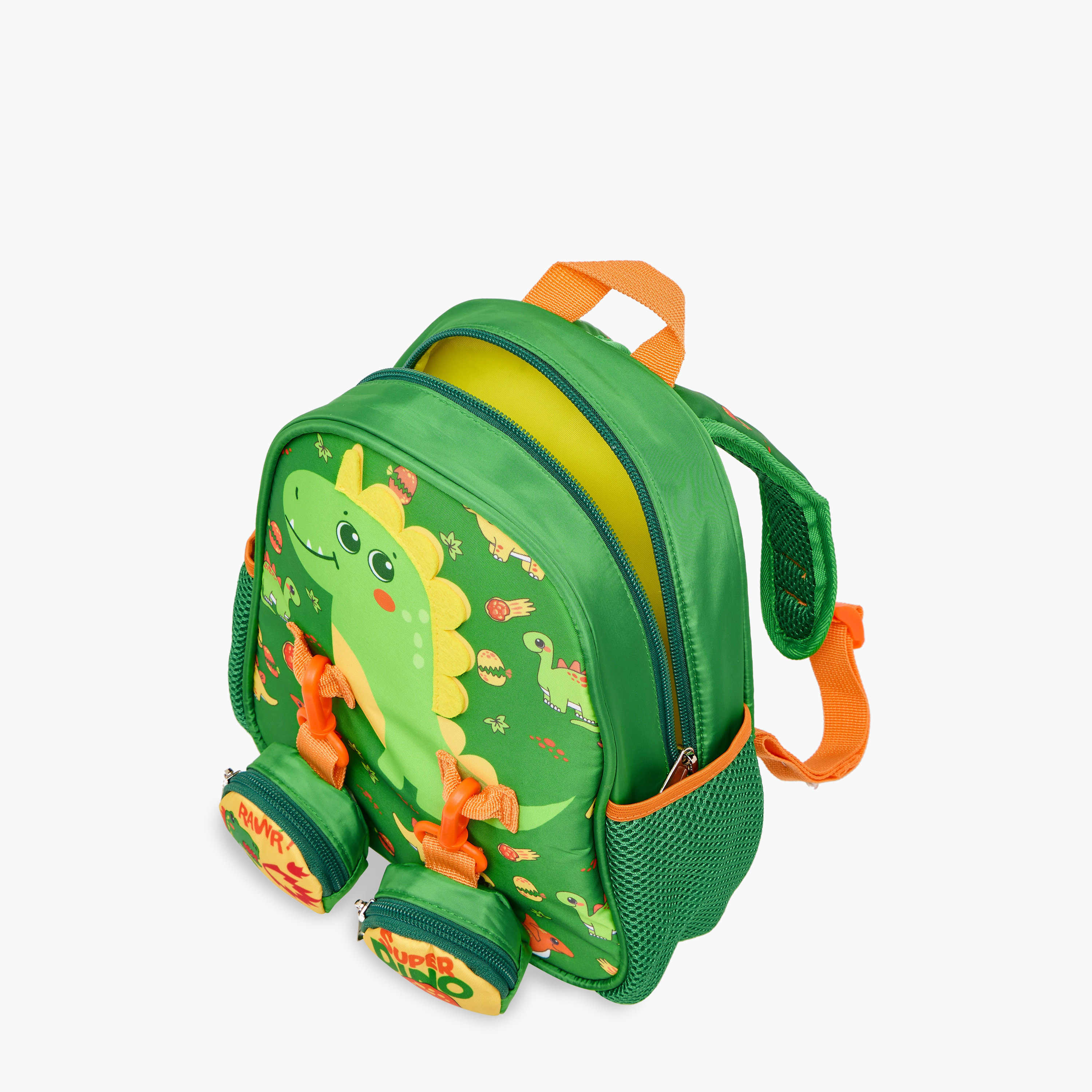 Supercute Dinosaur Print Backpack with Shoulder Straps and Detachable Pouches - 26x10x28 cms-school-bagsandbackpacks-backpacks-image-10