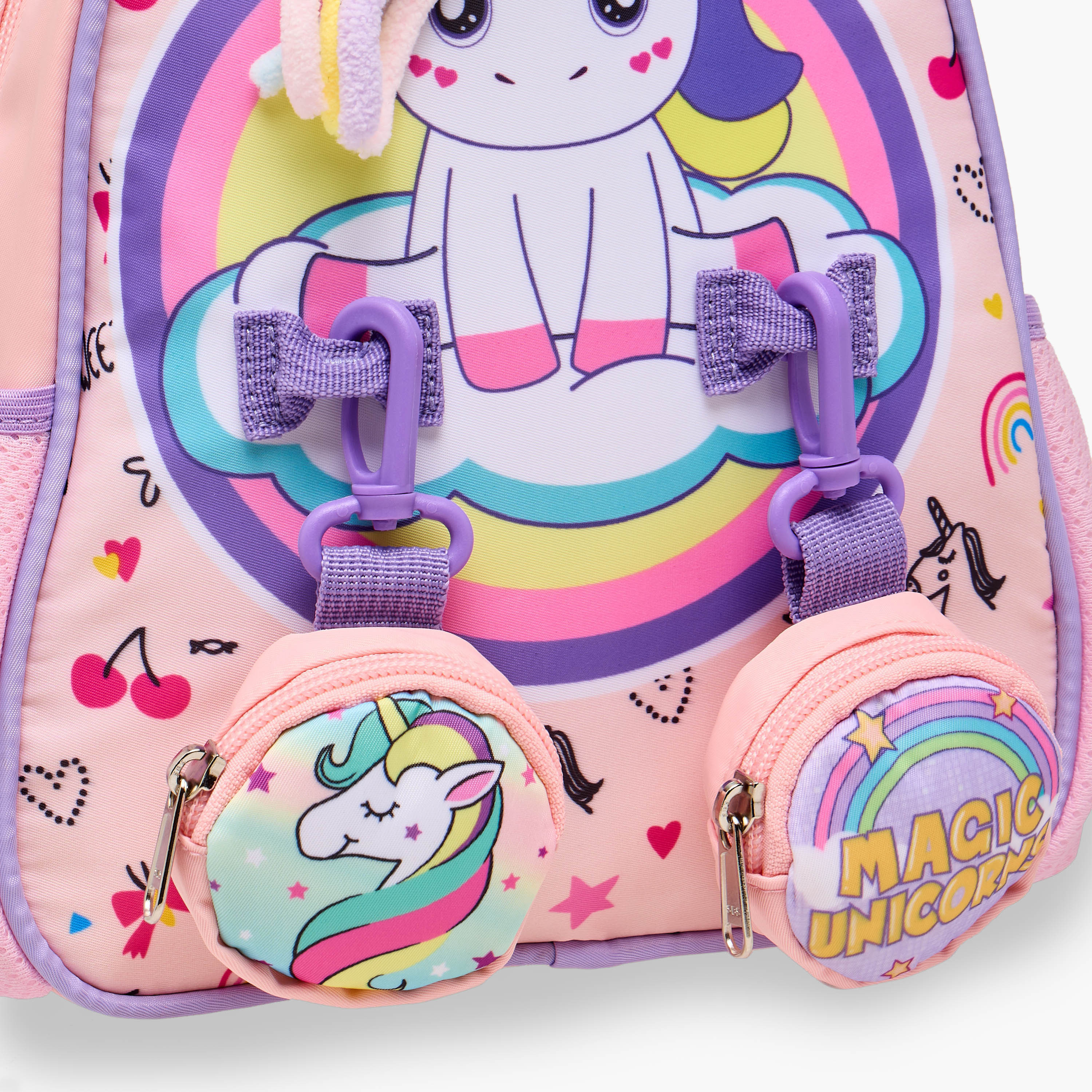 Supercute Unicorn Print Backpack with Shoulder Straps and Detachable Pouches - 26x10x28 cms-promo_LS20_OMN-image-7