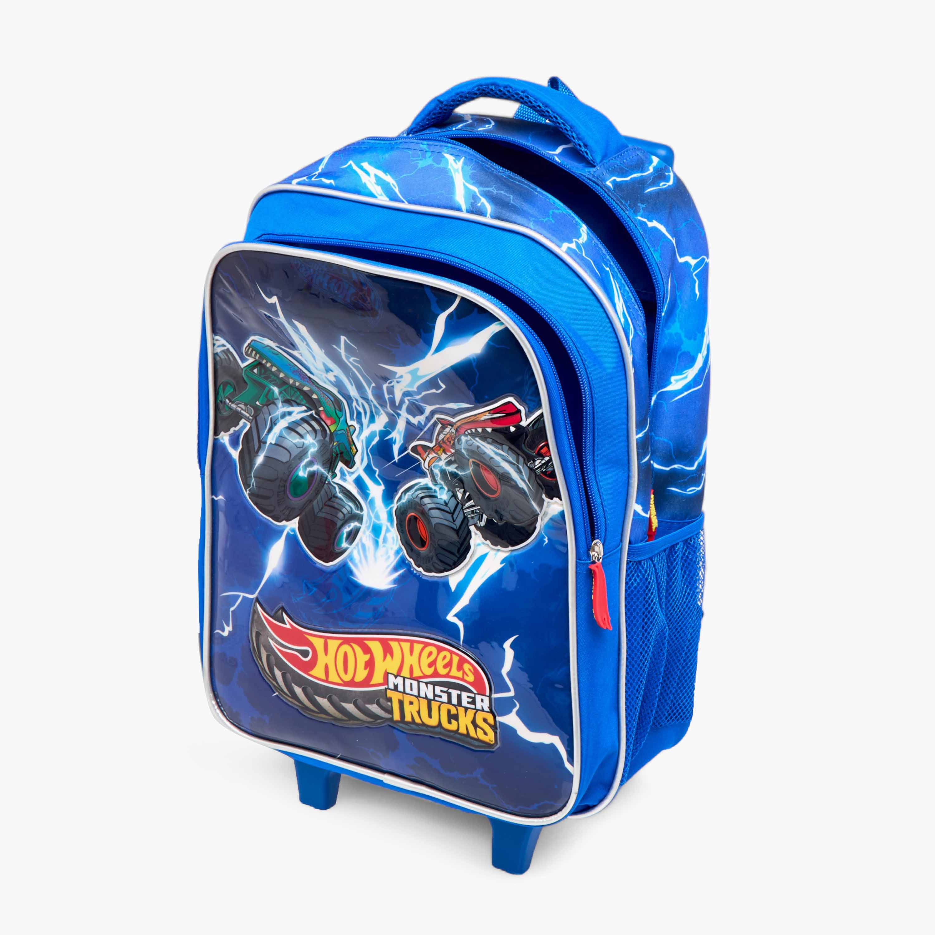 Hot Wheels Monster Truck Print 3-Piece Trolley Backpack Set - 16 inches-school-bagsandbackpacks-trolleybags-image-14