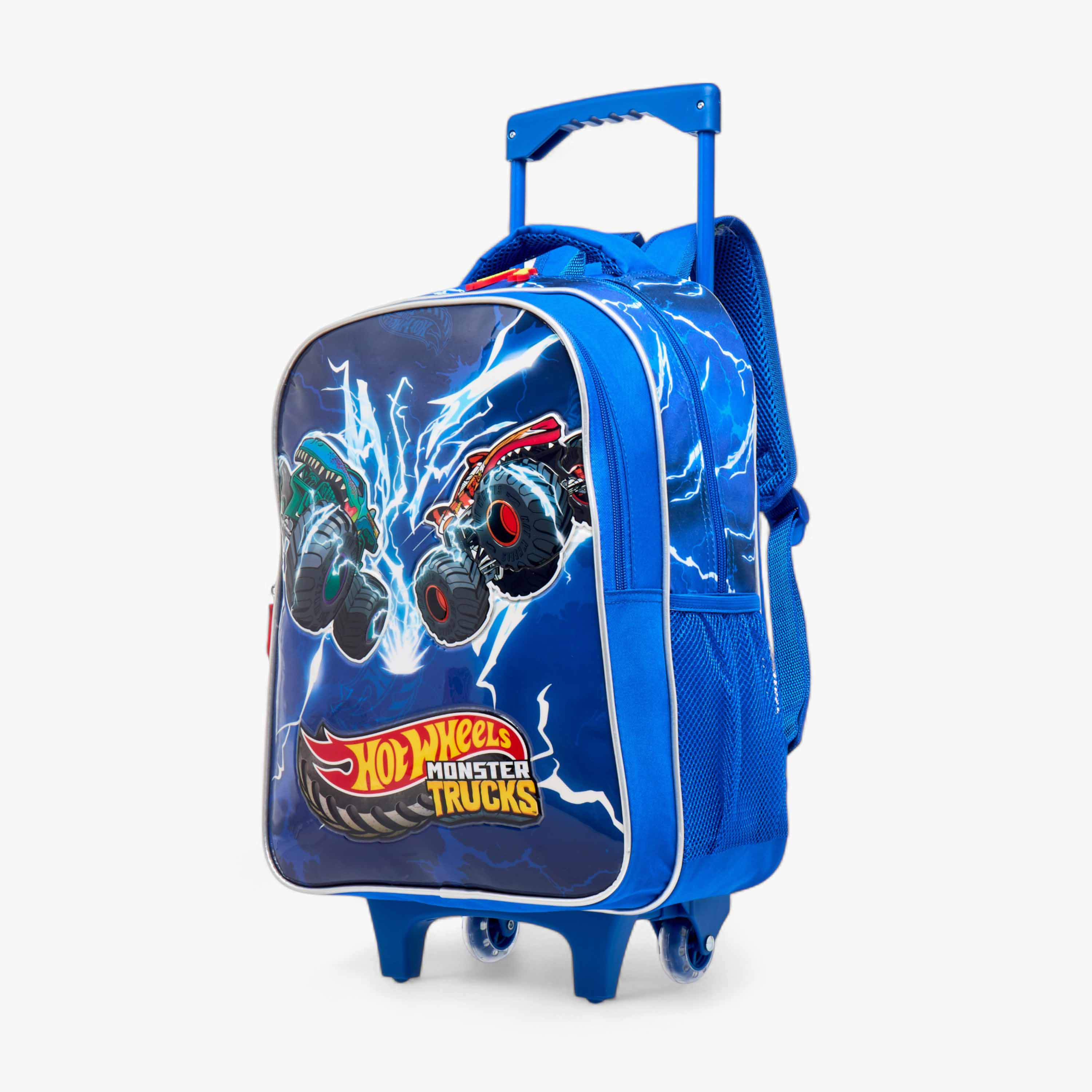 Hot Wheels Monster Truck Print 3-Piece Trolley Backpack Set - 16 inches-school-bagsandbackpacks-trolleybags-image-3