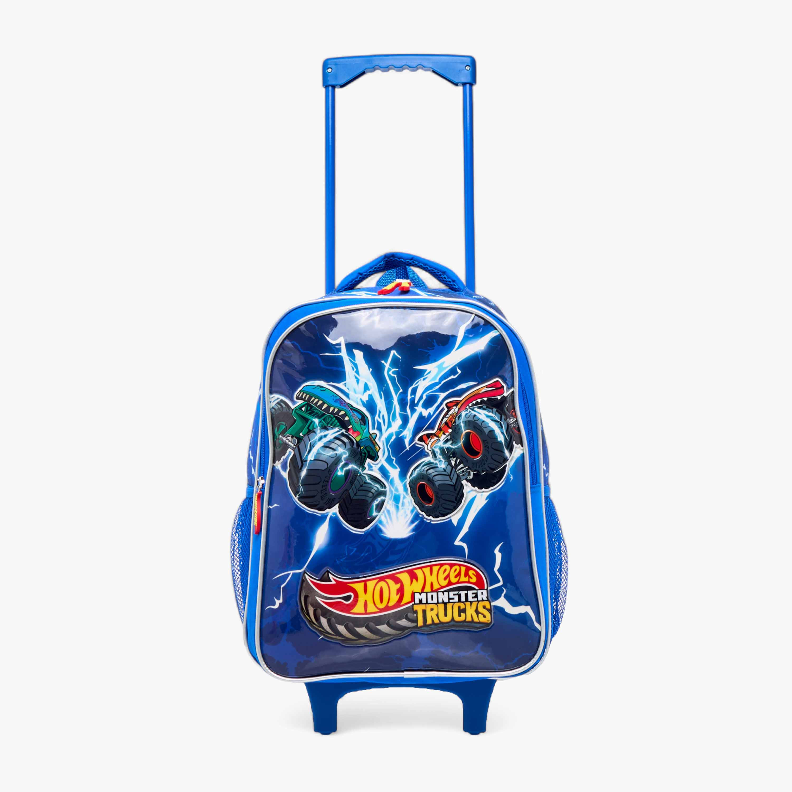 Hot Wheels Monster Truck Print 3-Piece Trolley Backpack Set - 16 inches-school-bagsandbackpacks-trolleybags-image-5