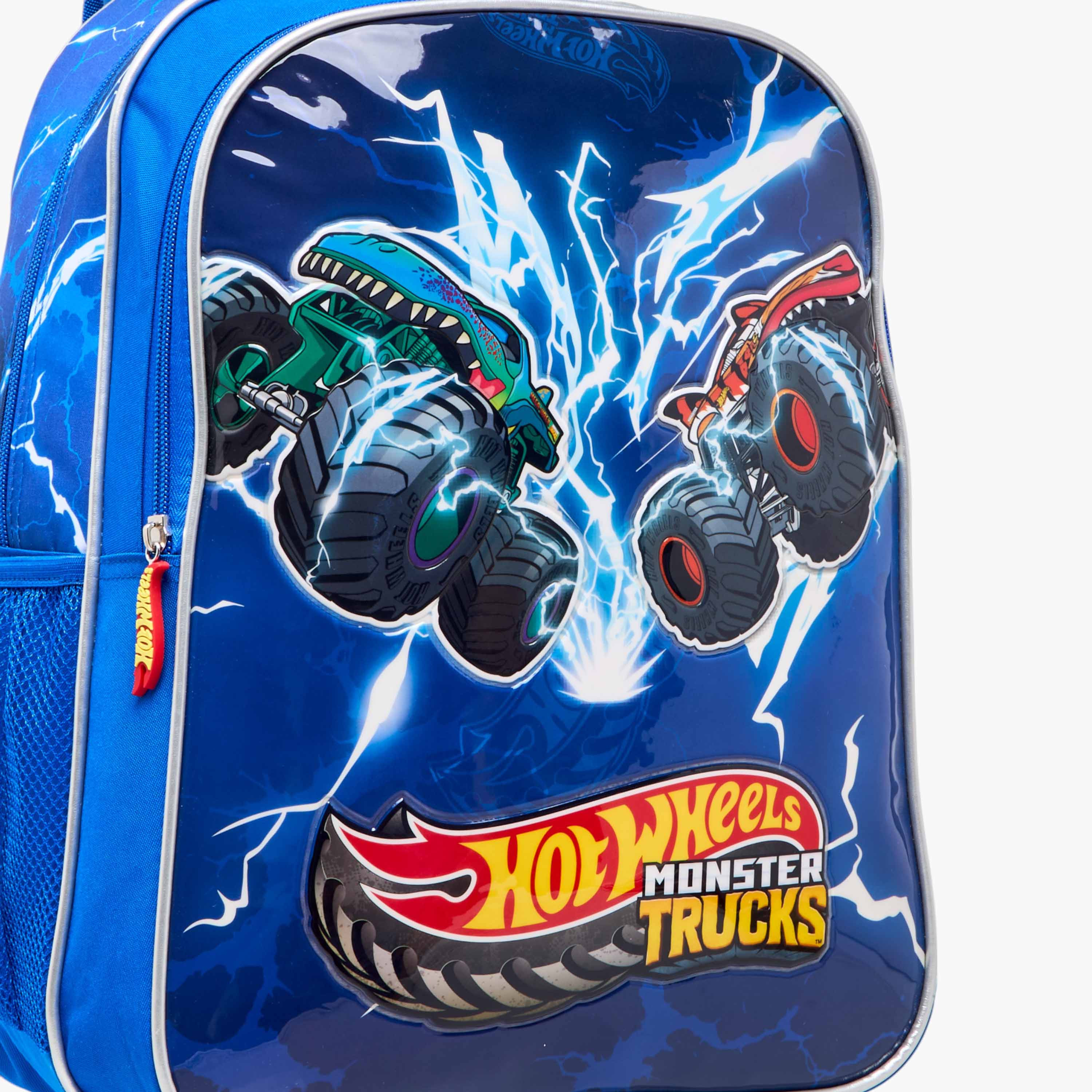 Hot Wheels Monster Truck Print 3-Piece Trolley Backpack Set - 16 inches-school-bagsandbackpacks-trolleybags-image-8