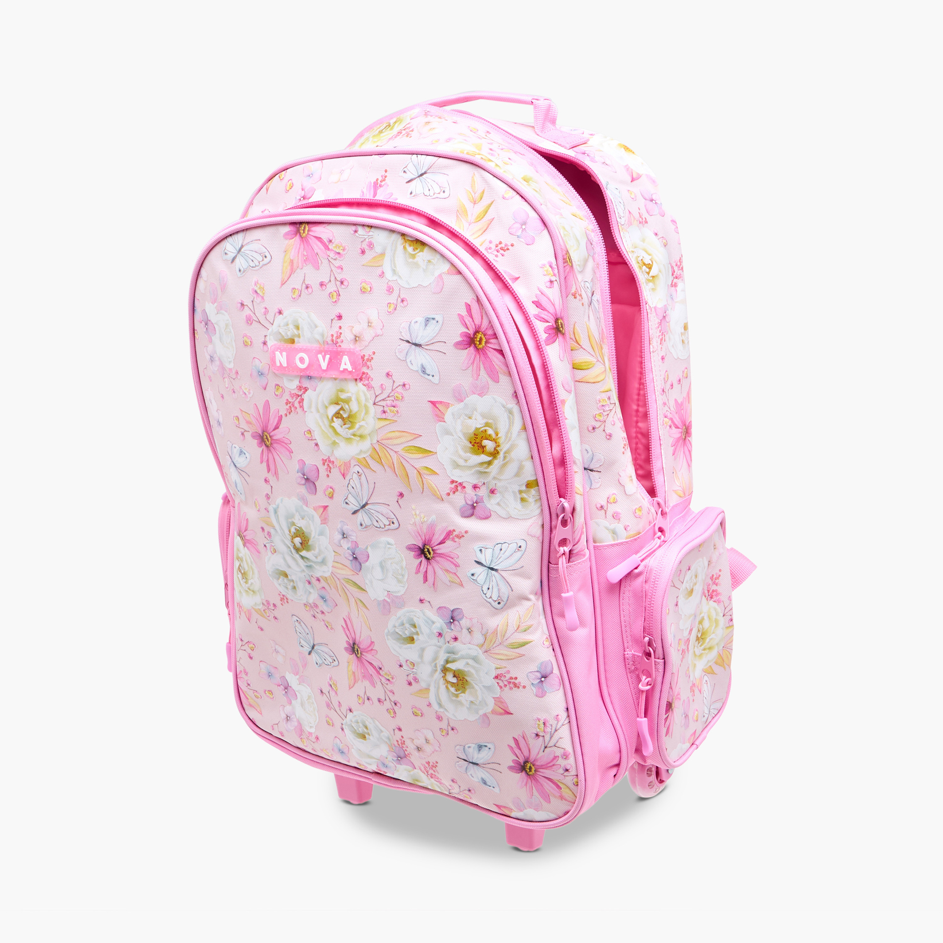 Nova Floral Print Trolley Backpack with Retractable Handle - 18 inches-school-bagsandbackpacks-trolleybags-image-14