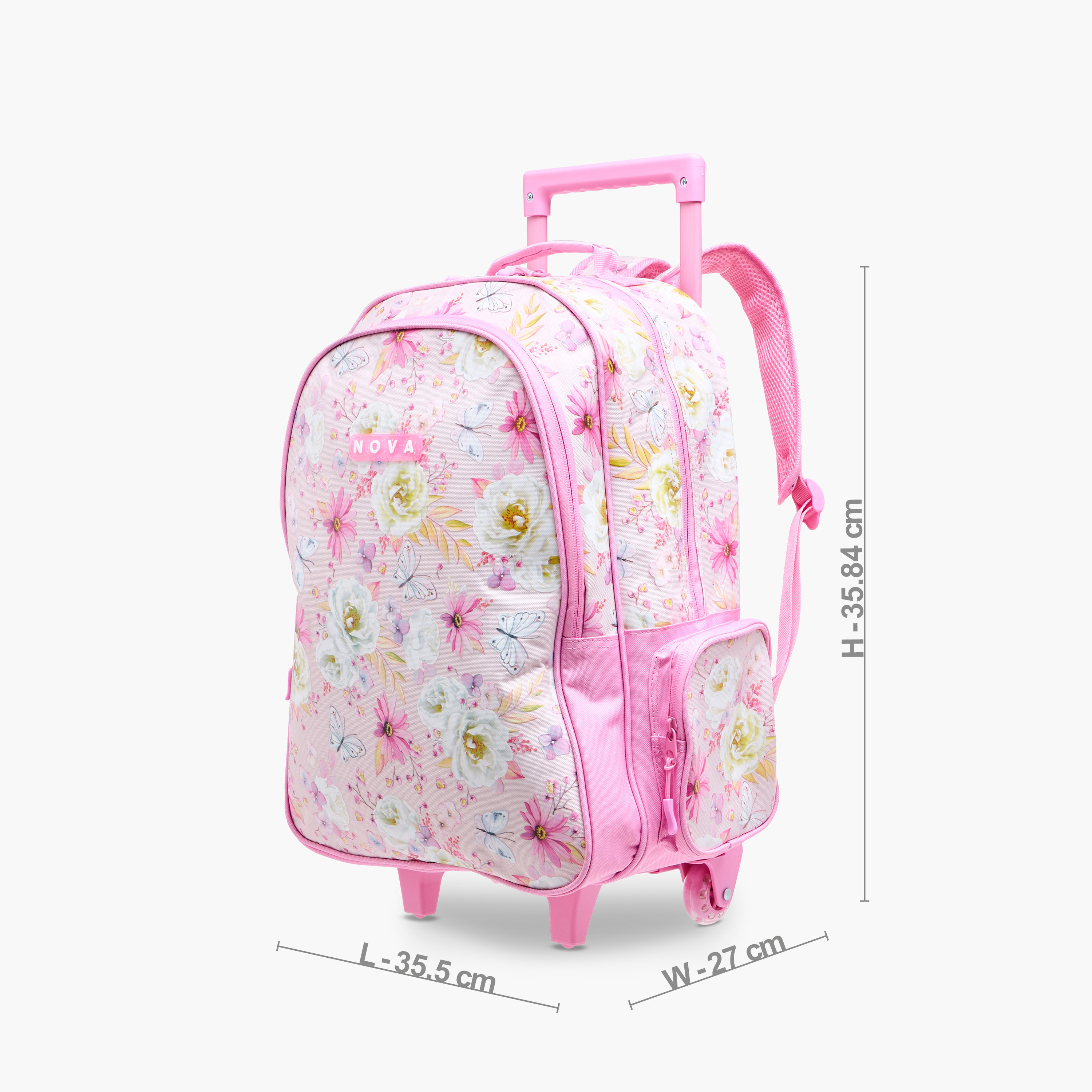 Nova Floral Print Trolley Backpack with Retractable Handle - 18 inches-school-bagsandbackpacks-trolleybags-image-2