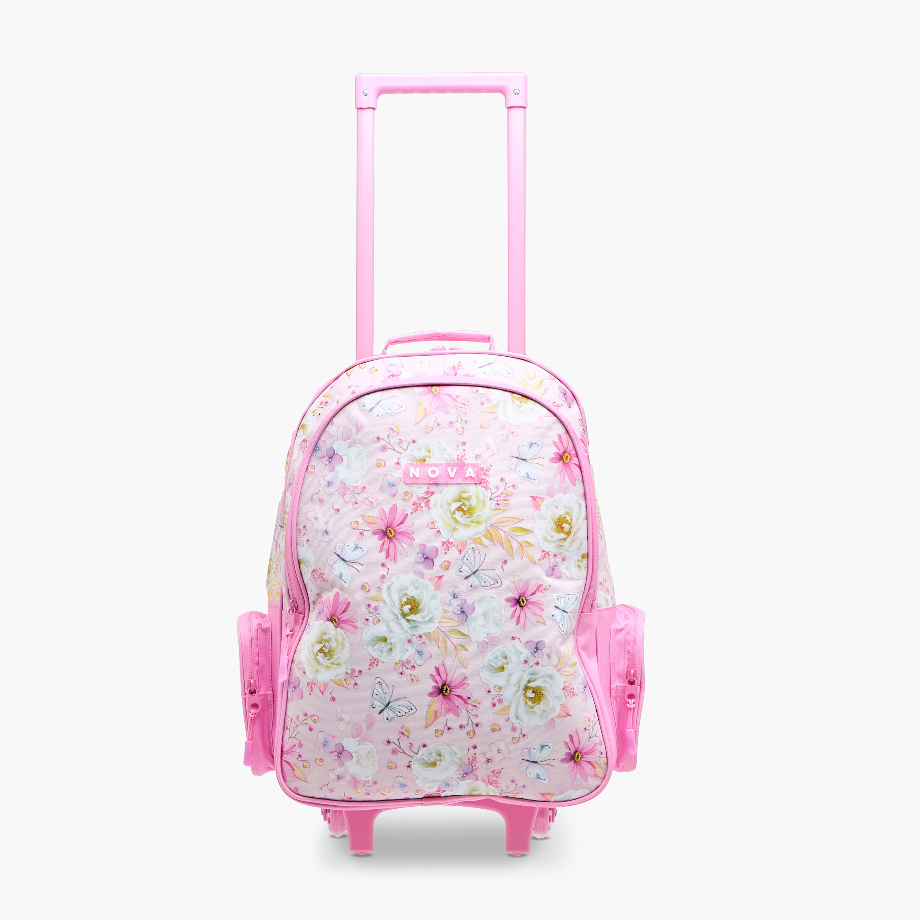 Nova Floral Print Trolley Backpack with Retractable Handle - 18 inches-school-bagsandbackpacks-trolleybags-image-7