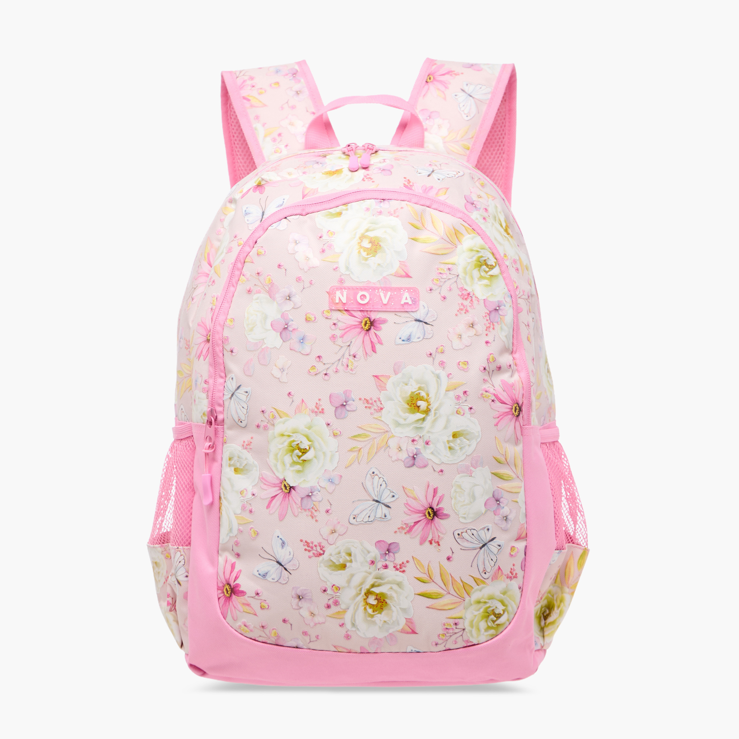 Nova Floral Print Backpack with Adjustable Straps and Zip Closure - 18 inches-school-bagsandbackpacks-backpacks-image-1