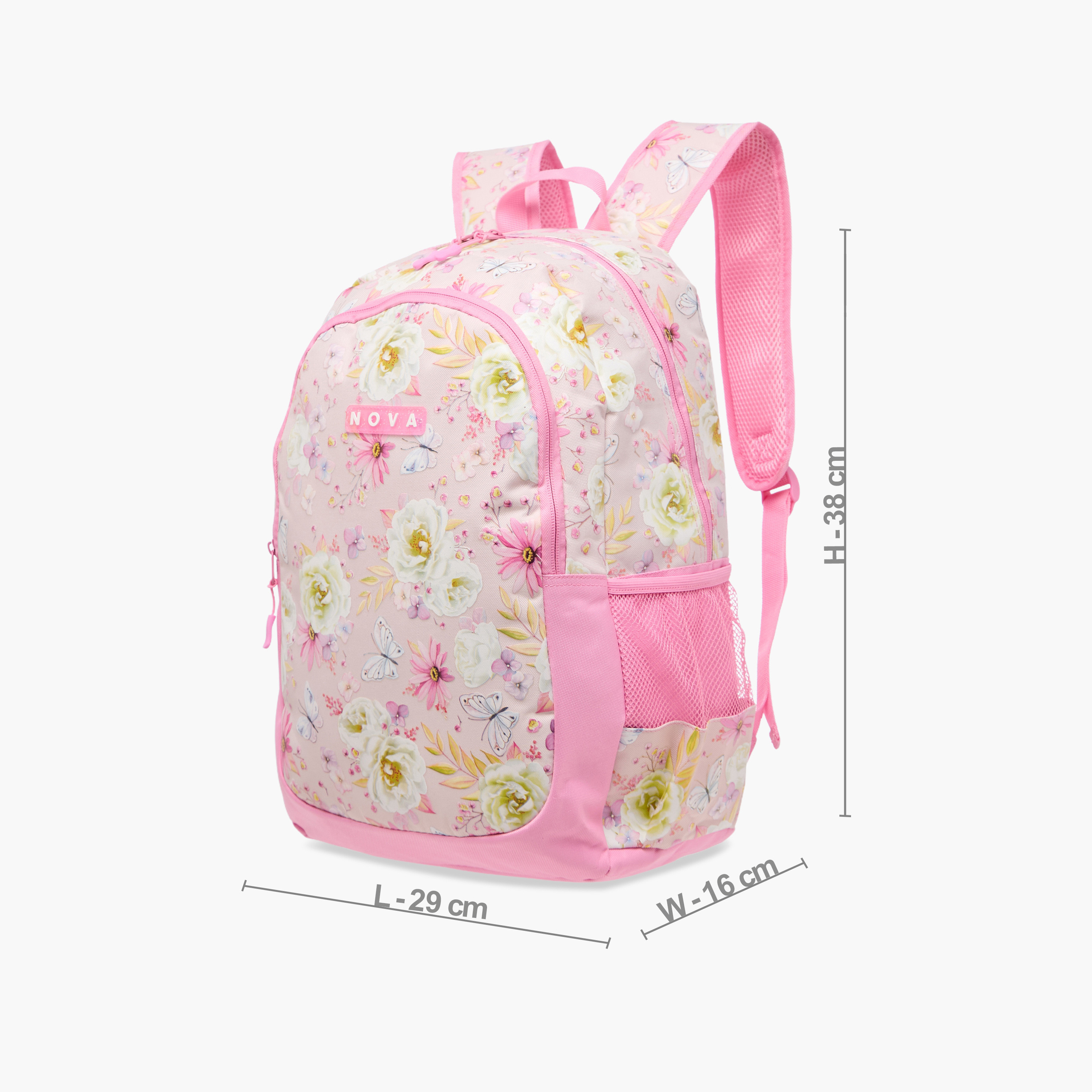 Nova Floral Print Backpack with Adjustable Straps and Zip Closure - 18 inches-school-bagsandbackpacks-backpacks-image-2