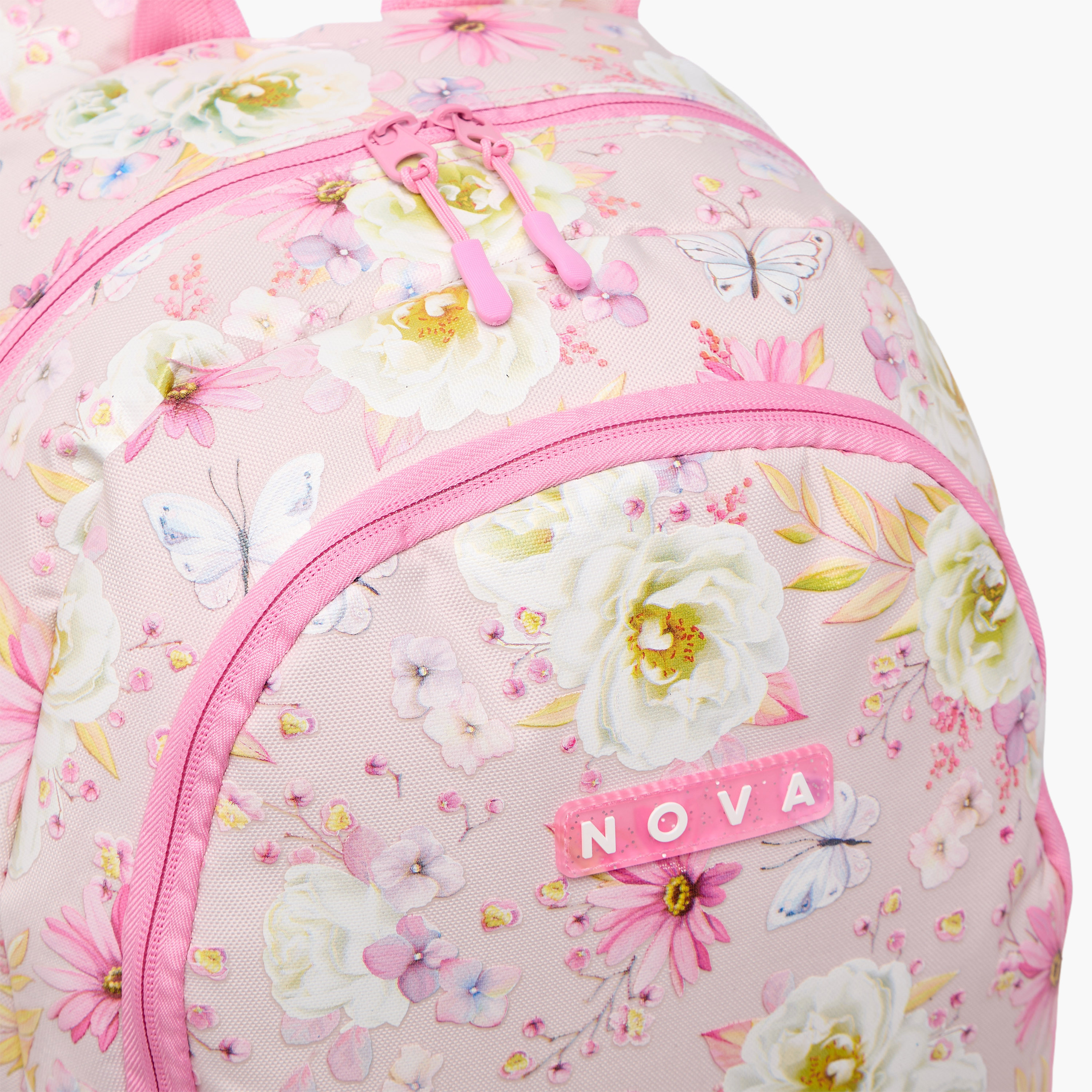 Nova Floral Print Backpack with Adjustable Straps and Zip Closure - 18 inches-school-bagsandbackpacks-backpacks-image-8