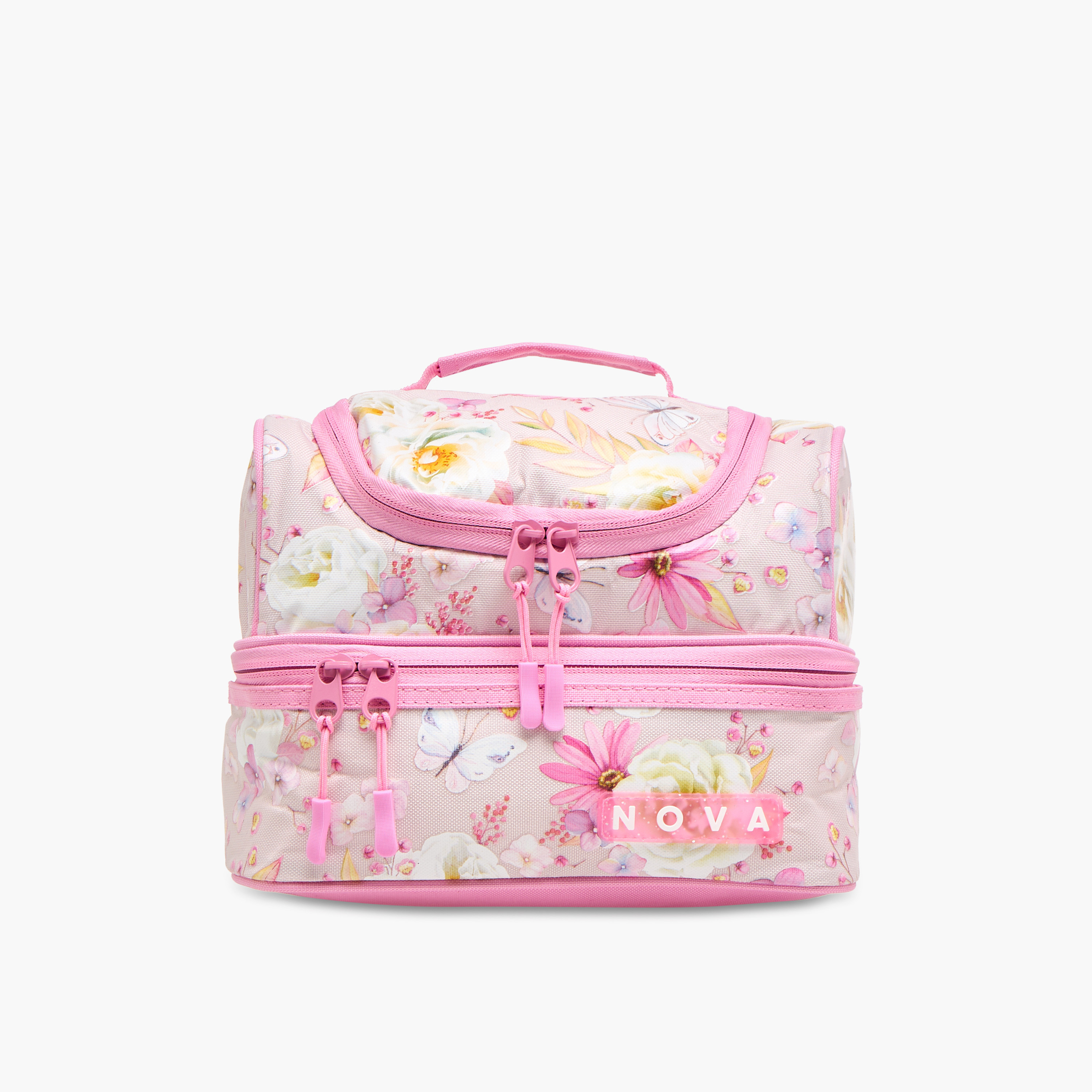 Nova Floral Print Double Layer Lunch Bag with Zip Closure-school-lunchessentials-lunchbags-image-1