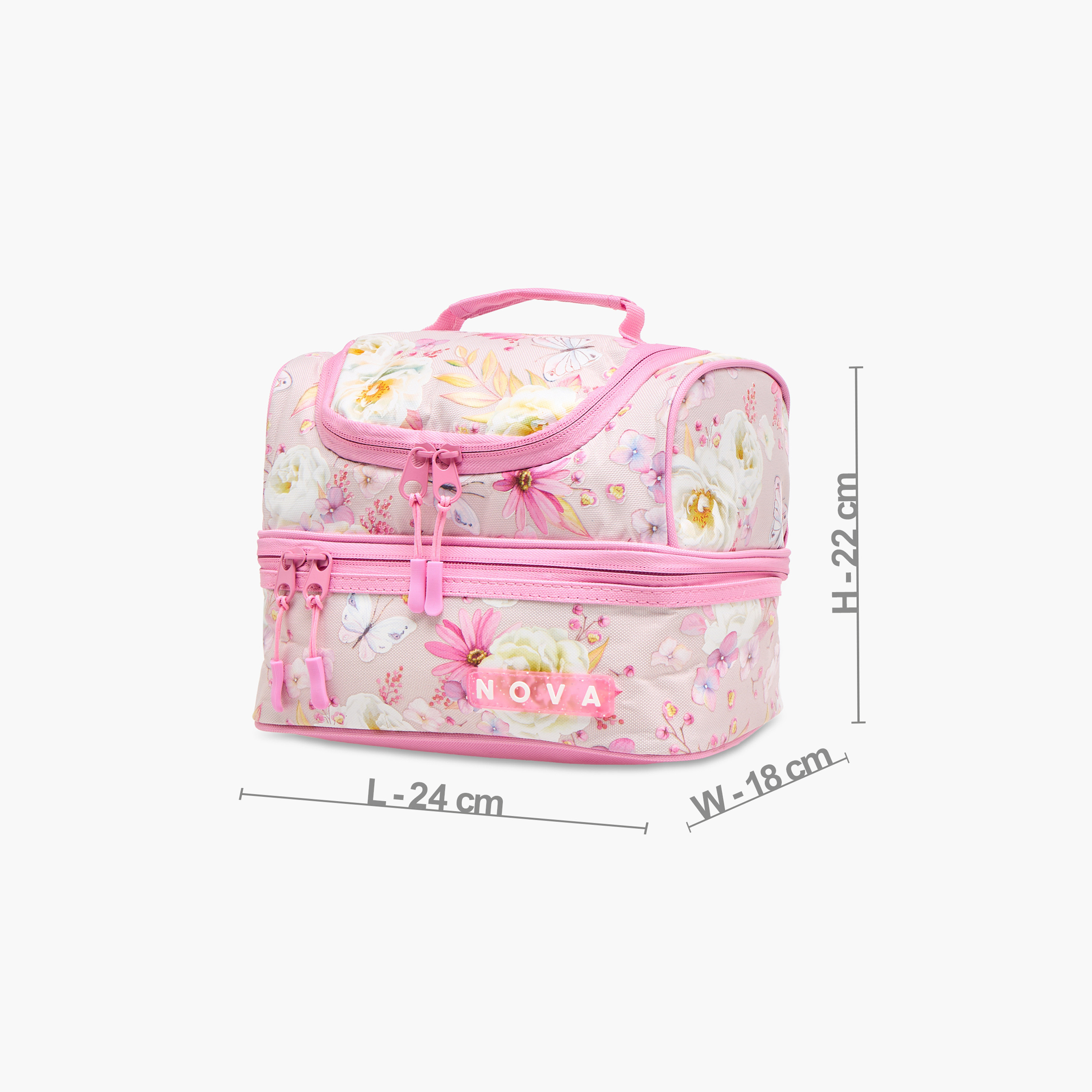 Nova Floral Print Double Layer Lunch Bag with Zip Closure-school-lunchessentials-lunchbags-image-2