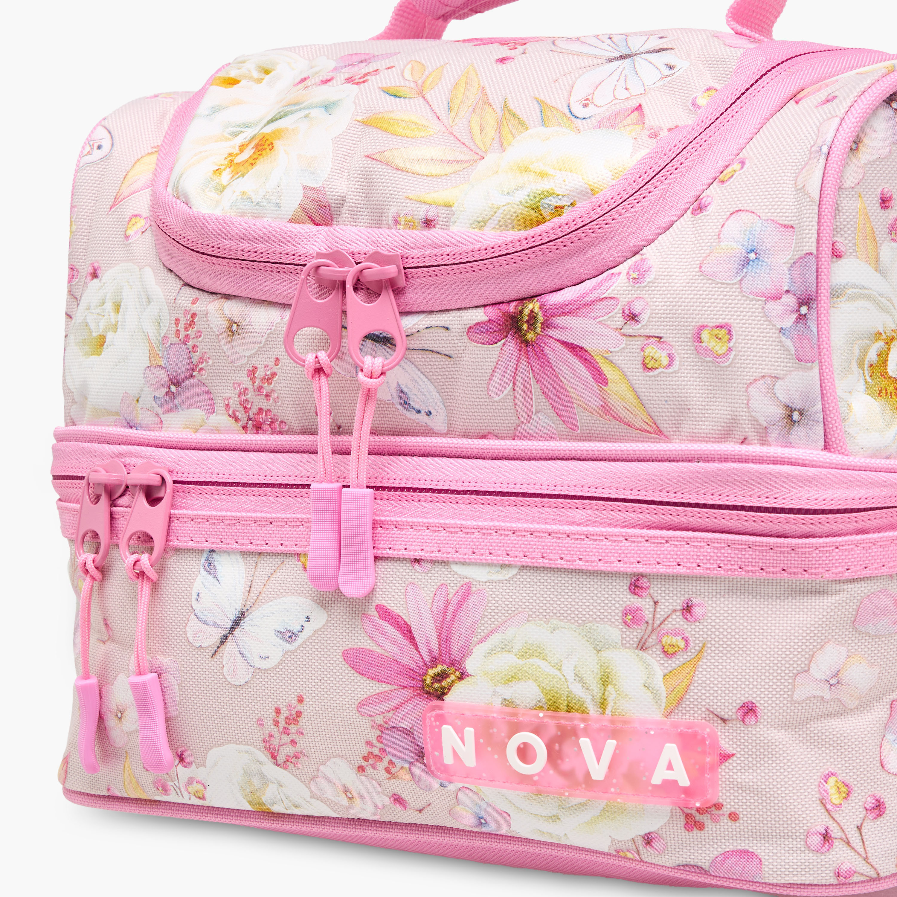 Nova Floral Print Double Layer Lunch Bag with Zip Closure-school-lunchessentials-lunchbags-image-3