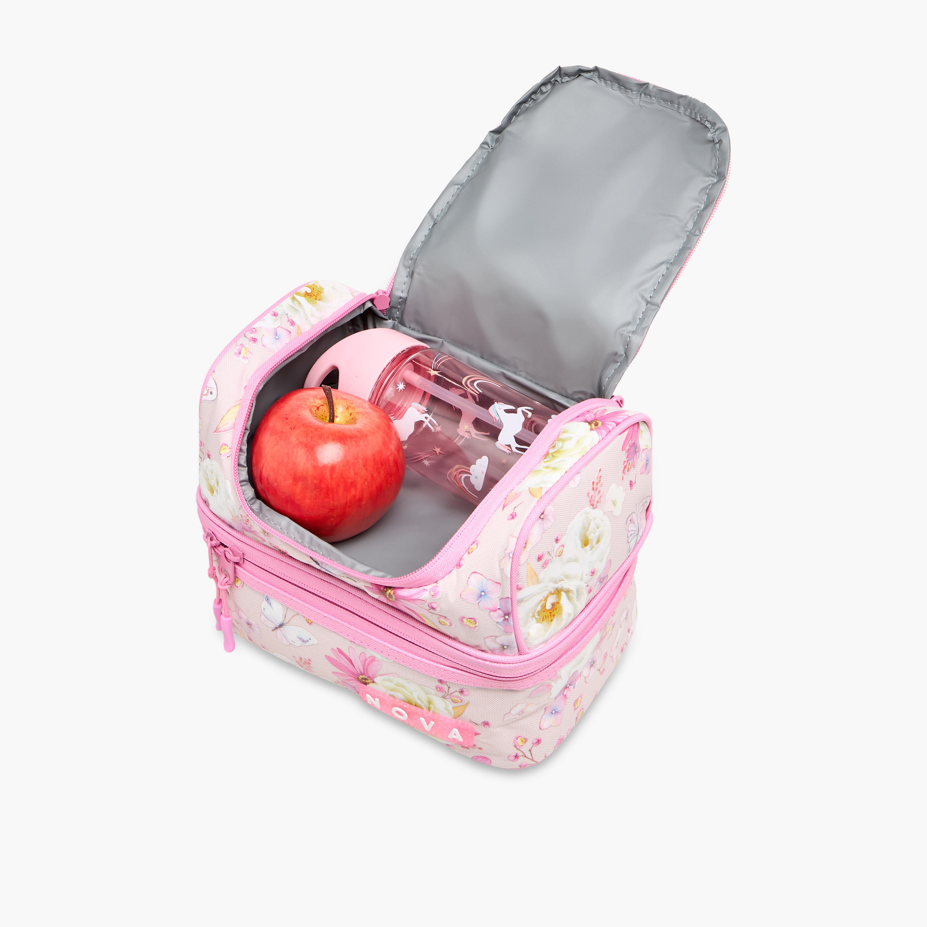 Nova Floral Print Double Layer Lunch Bag with Zip Closure-school-lunchessentials-lunchbags-image-8