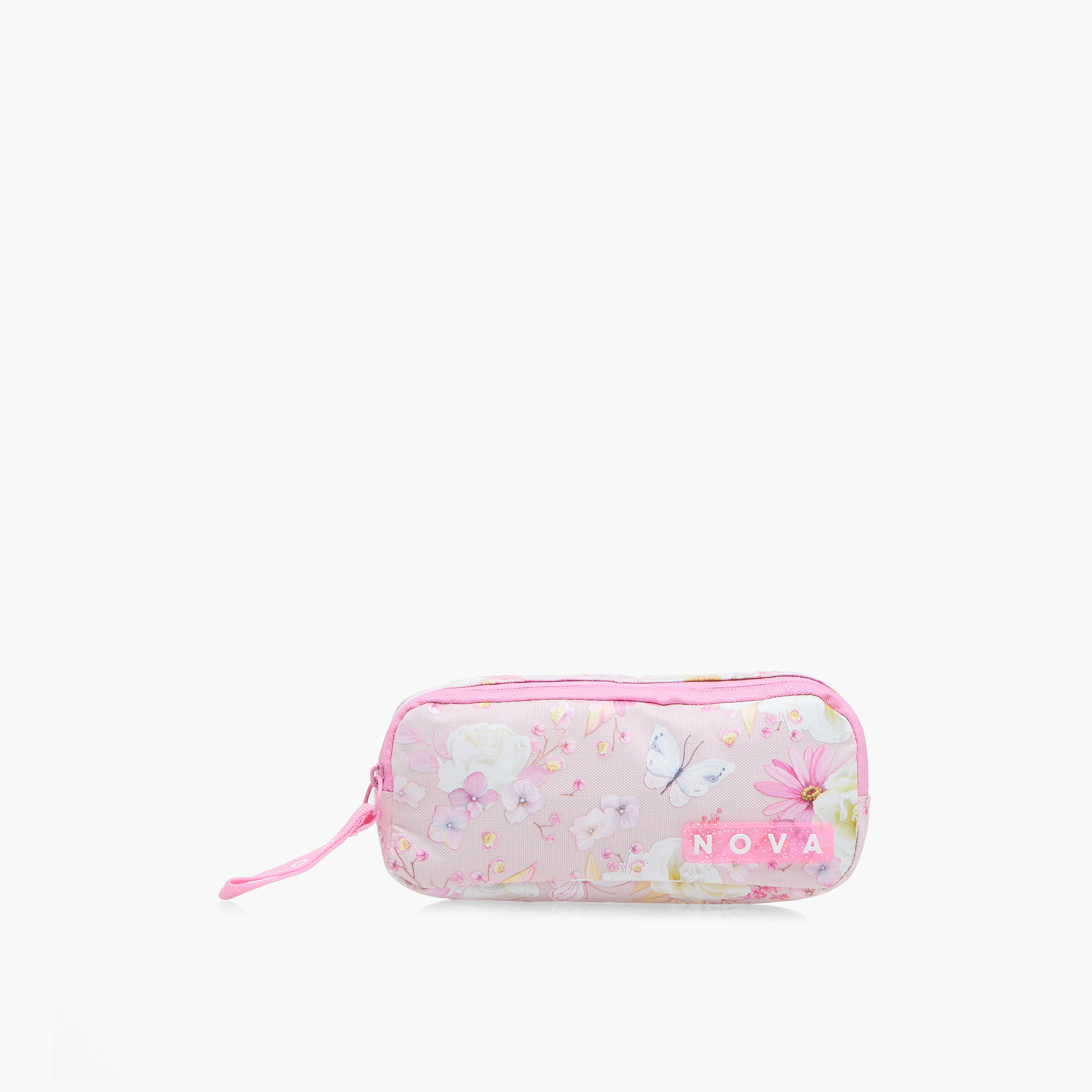 Floral Print Pencil Pouch with Zip Closure-school-stationery-pencilcases-image-1