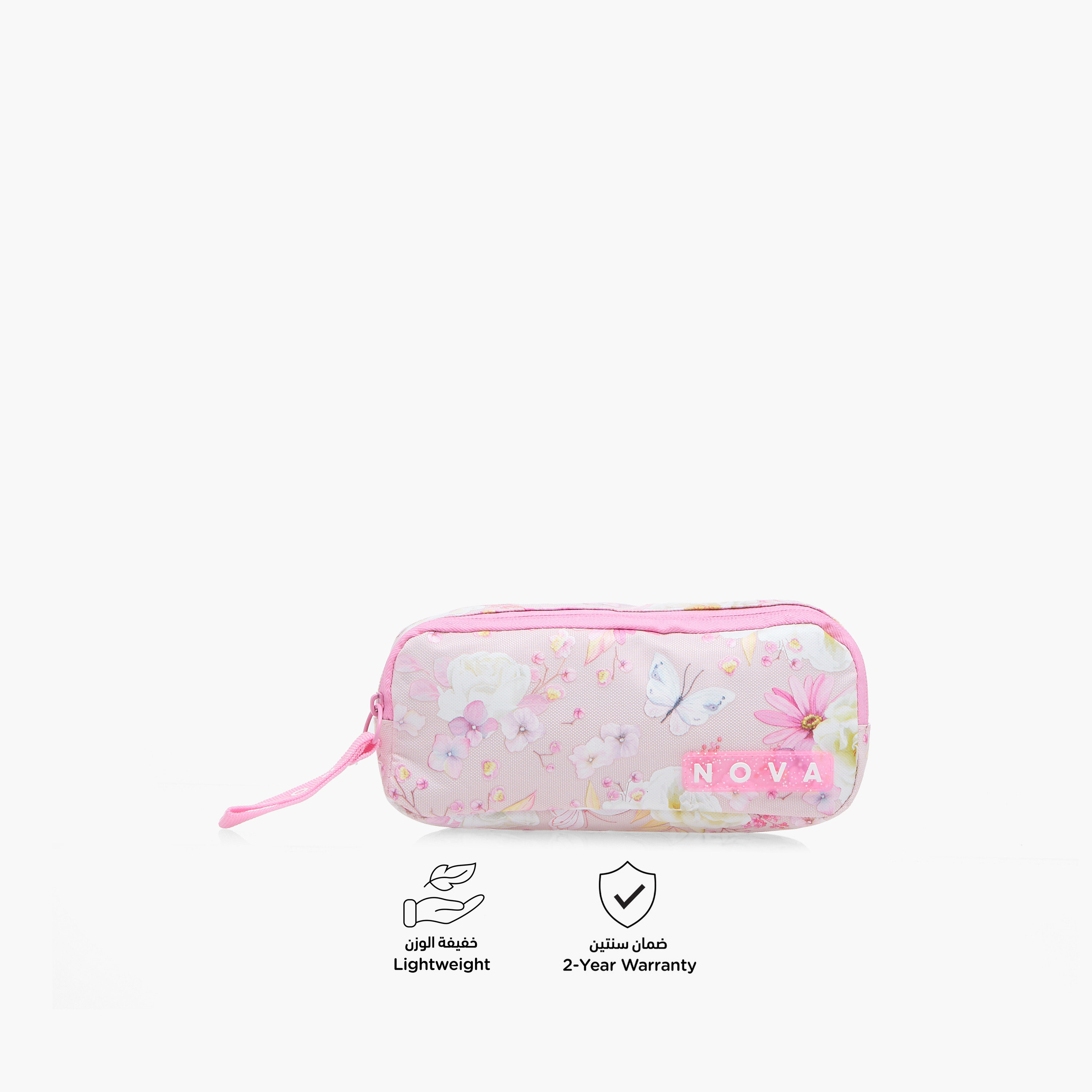 Floral Print Pencil Pouch with Zip Closure-school-stationery-pencilcases-image-4