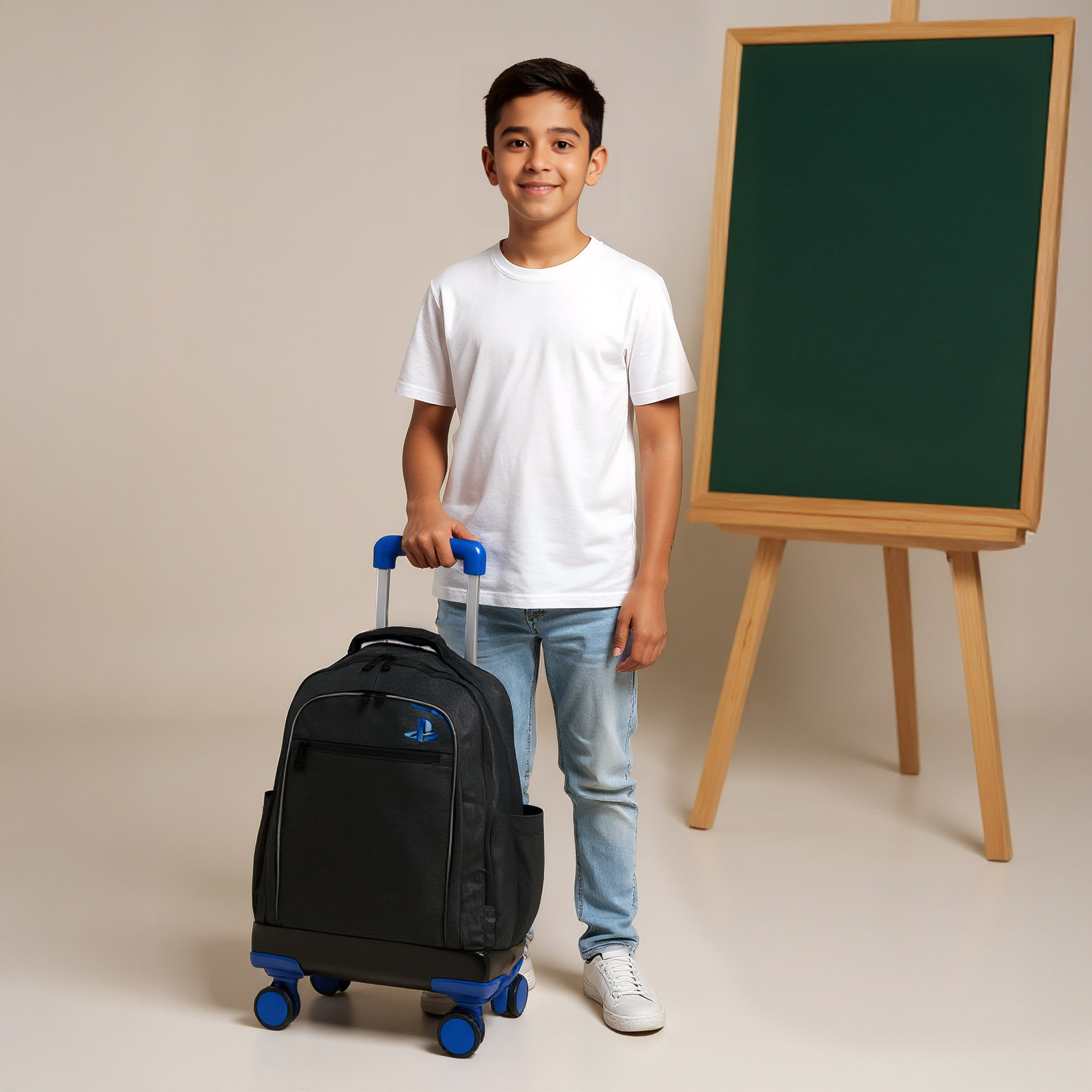 Sony Pictures Solid Trolley Backpack with Retractable Handle - 18 inches-school-bagsandbackpacks-trolleybags-image-2