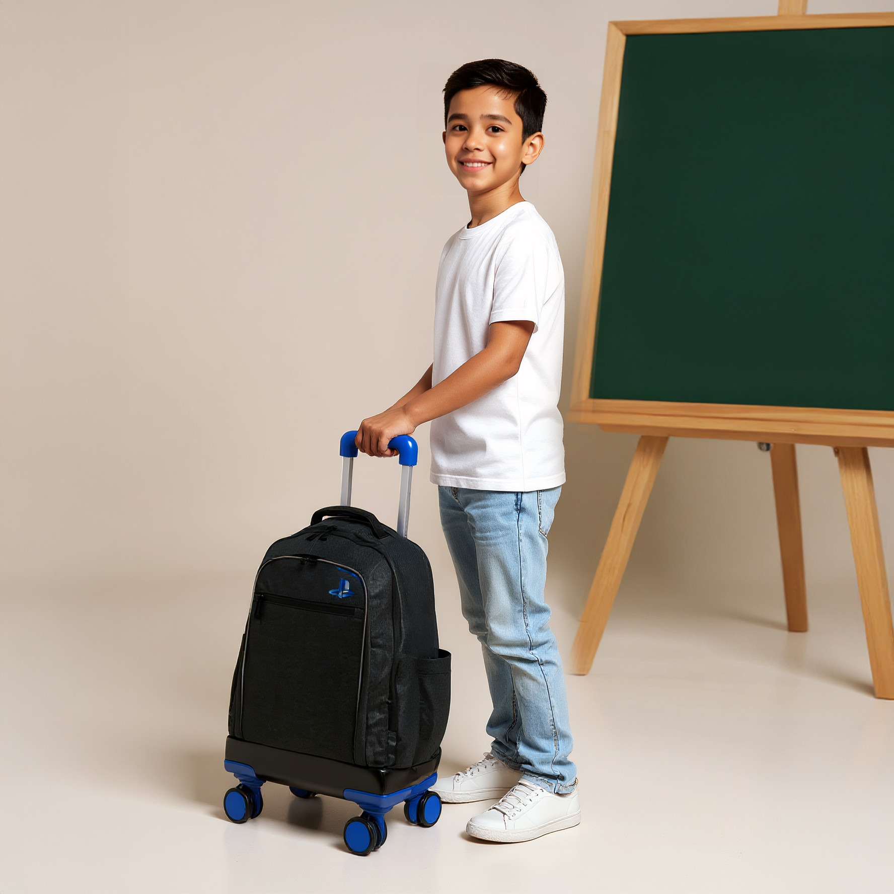 Sony Pictures Solid Trolley Backpack with Retractable Handle - 18 inches-school-bagsandbackpacks-trolleybags-image-3