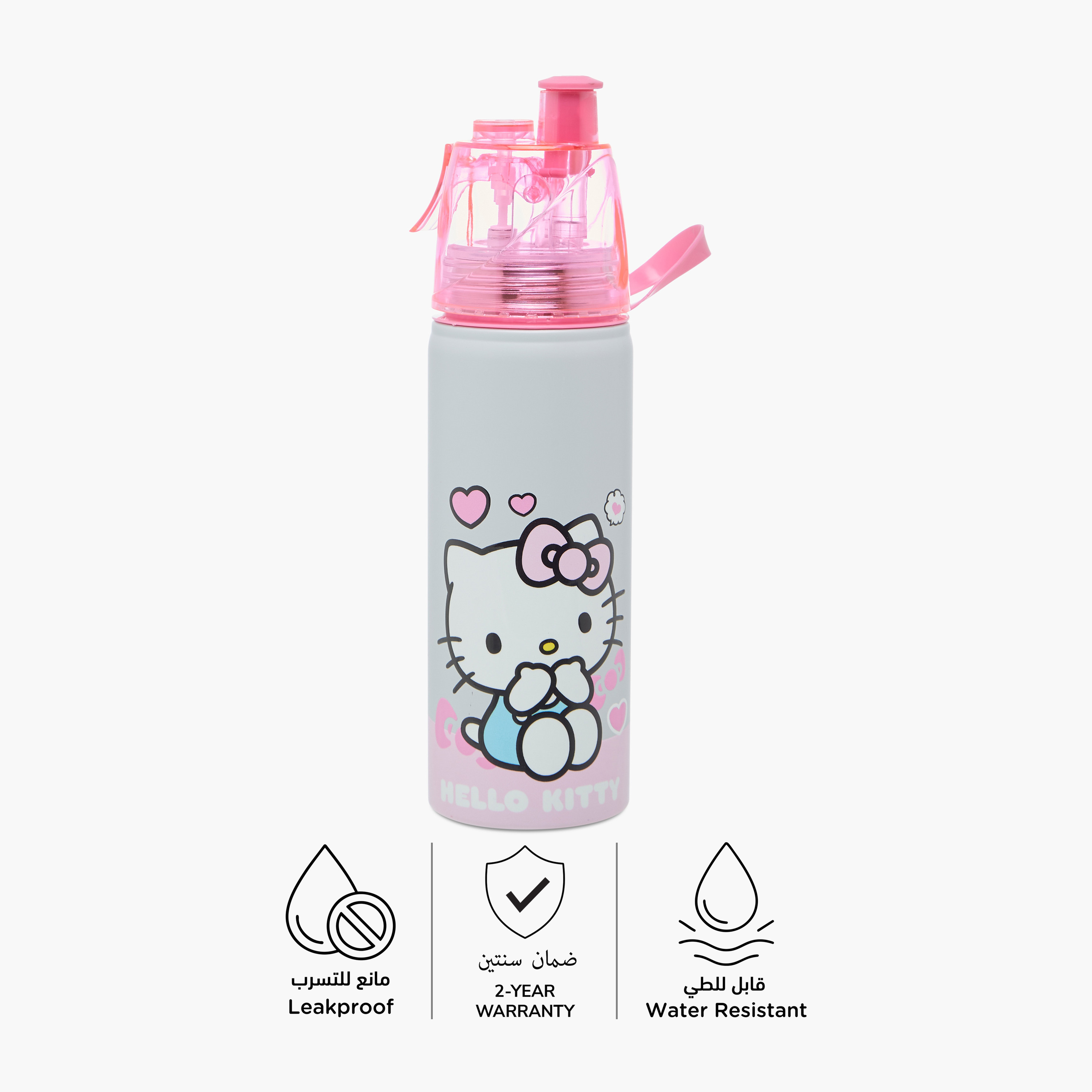 Hello Kitty Stainless Steel Water Bottle with Water Mist Trigger – 500 ml-school-waterbottles-image-2