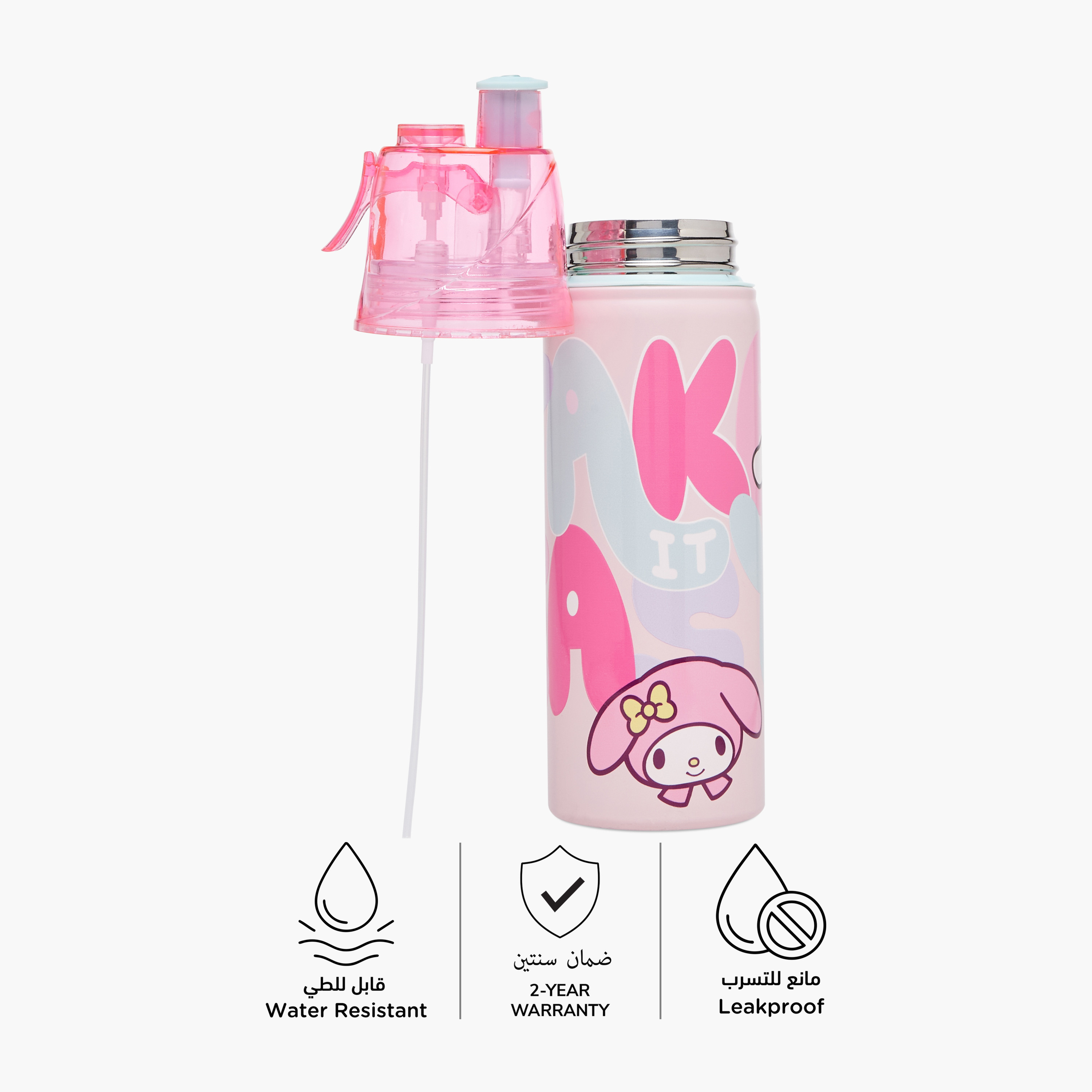 Sanrio My Melody Stainless Steel Water Bottle with Water Mist Trigger – 500 ml-school-waterbottles-image-2