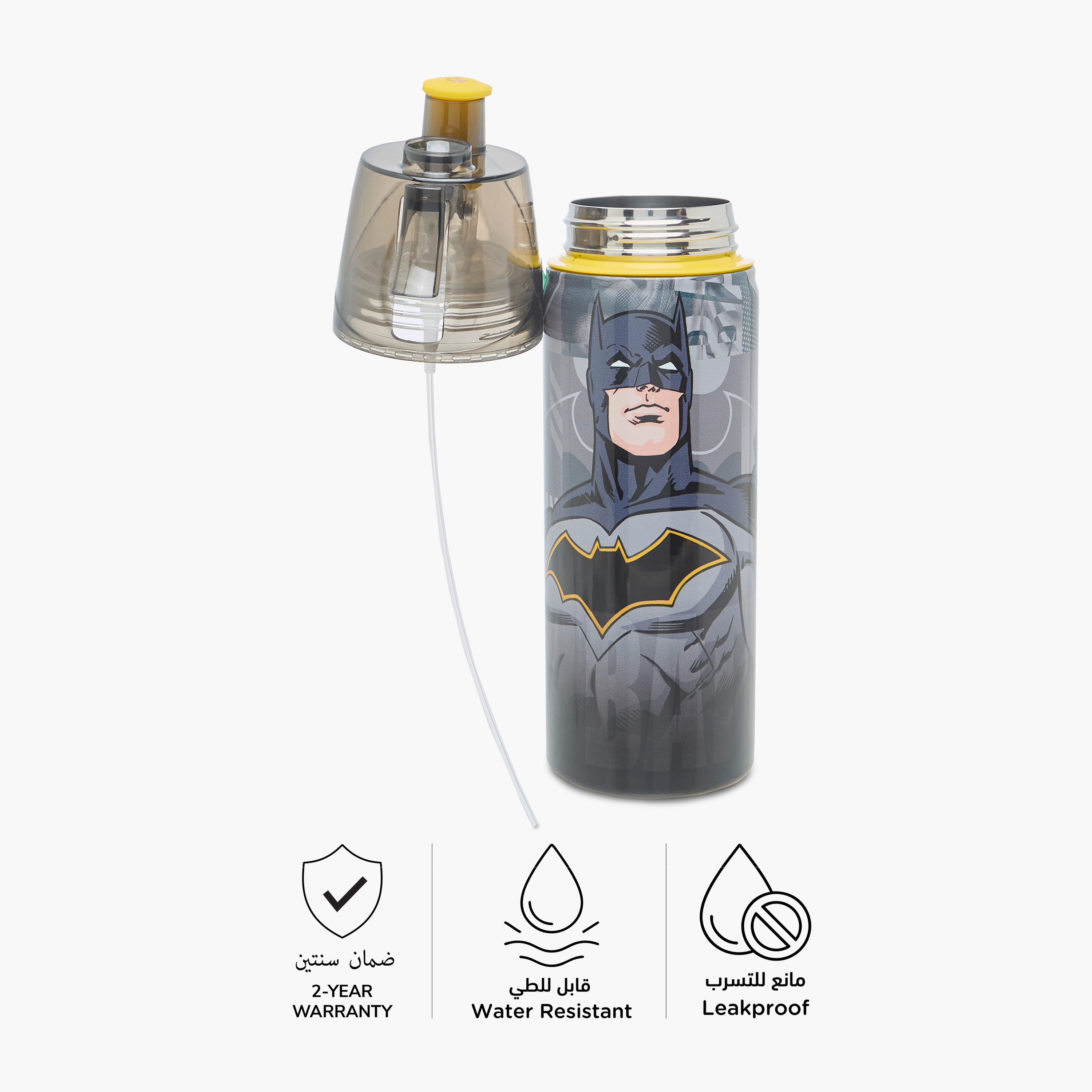 Warner Bros Batman Stainless Steel Water Bottle with Water Mist Trigger – 500 ml-school-waterbottles-image-2