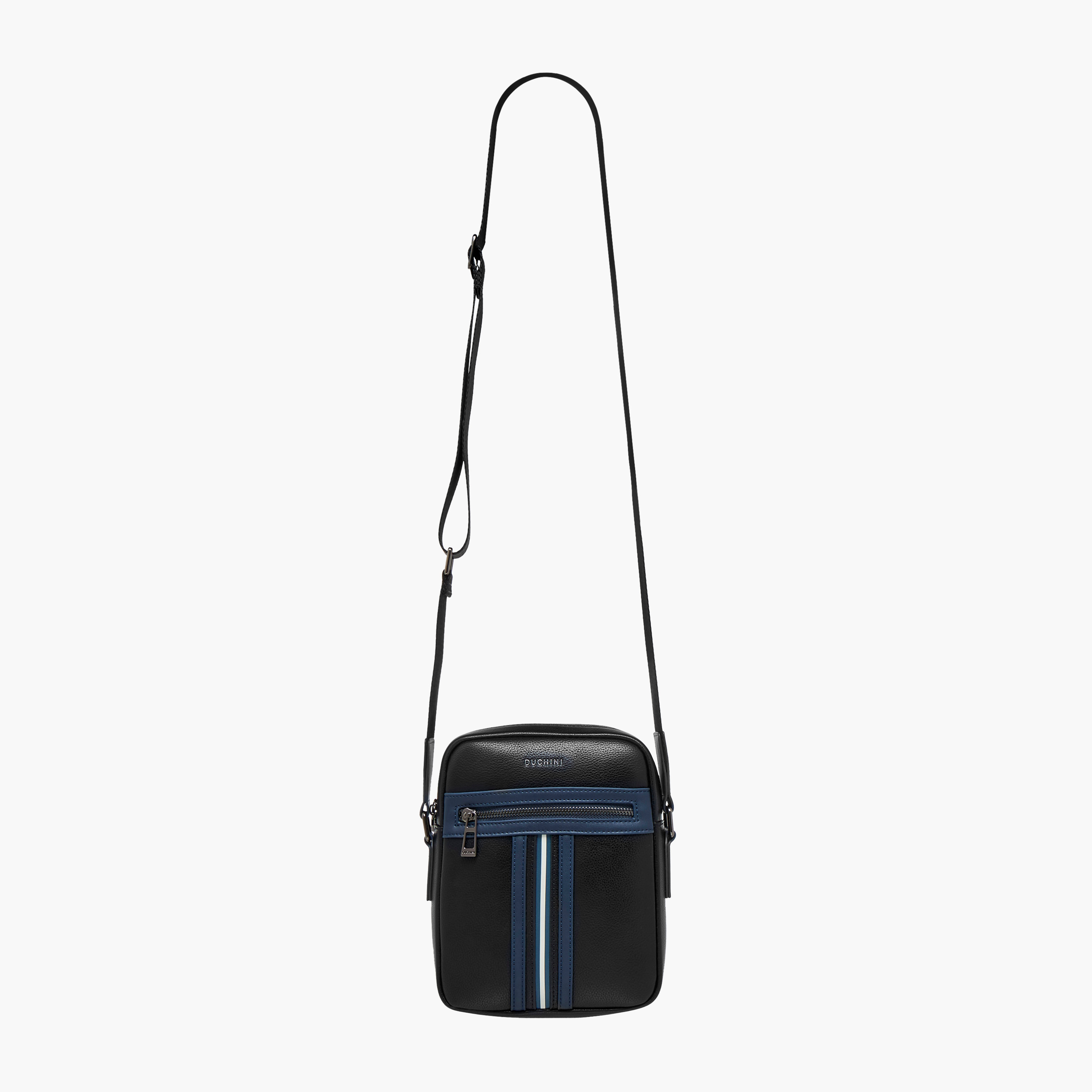 Duchini Striped Crossbody Bag with Adjustable Strap-men-bags-image-3